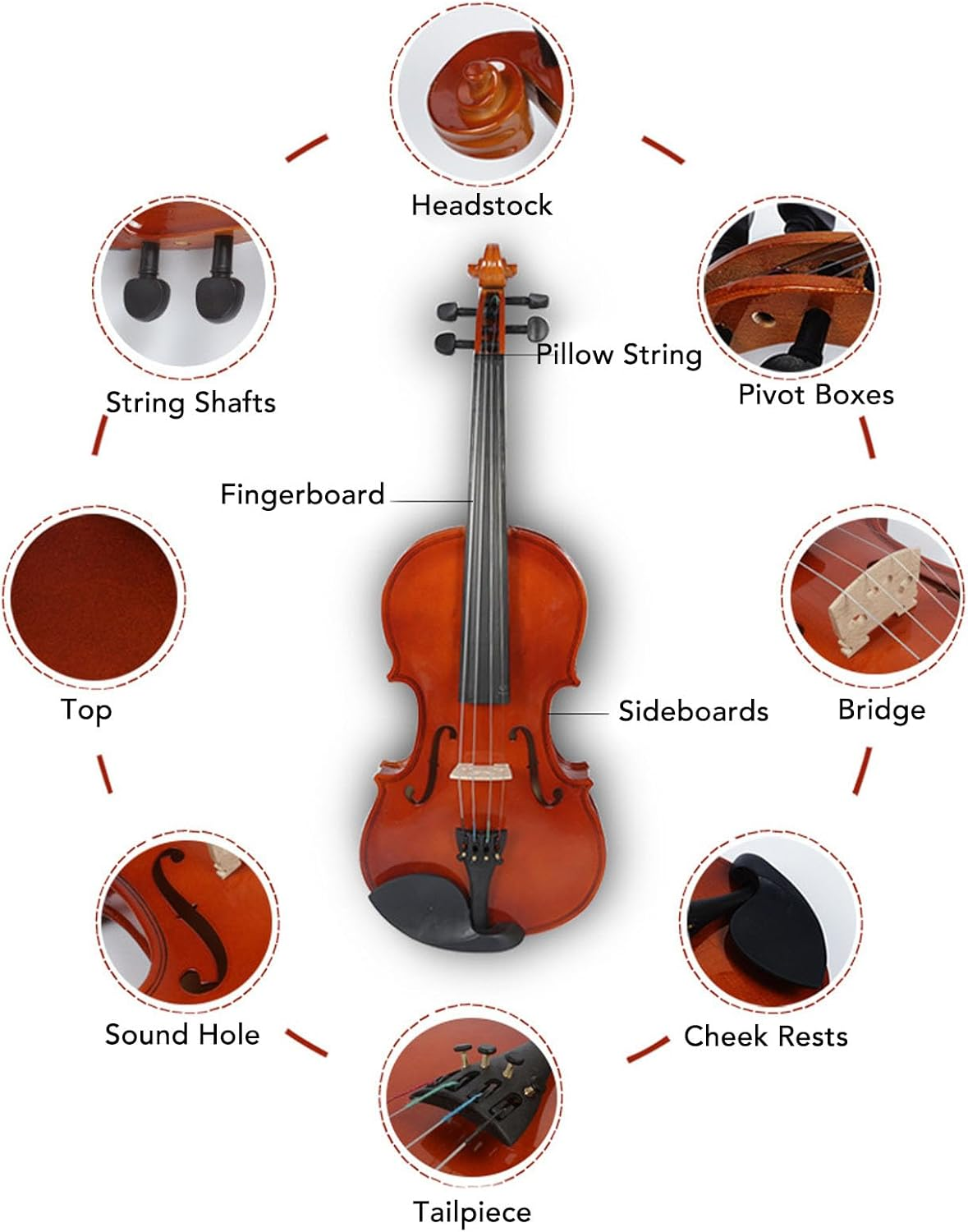 Beginner Violin, Acoustic Violin 4/4 Steel Wire Strings for Music Recording image number 1