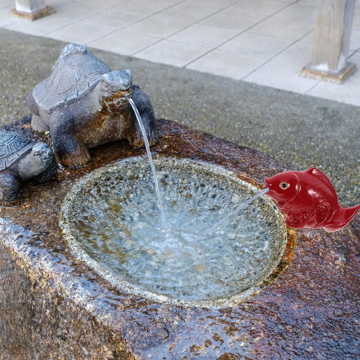 VICASKY Ceramic Carp Sculpture Garden Statue with Mouth Fountain Nozzle Outdoor Water Feature Decor Small Wear-Resistant Fish Ornament for Landscaping image number 3