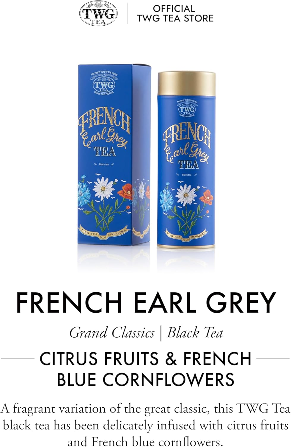 TWG Tea | French Earl Grey | Black Tea | Bergarmot & Blue Cornflowers | Haute Couture Tin, 100G | Gift Set image number 4