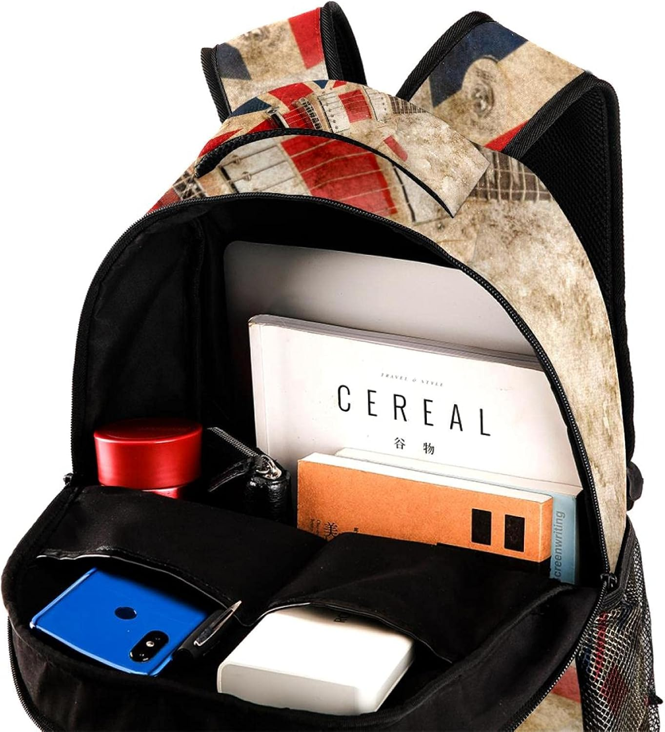 Grunge British Pop Guitar Backpack Students Shoulder Bags Travel Bag College School Tote Backpacks