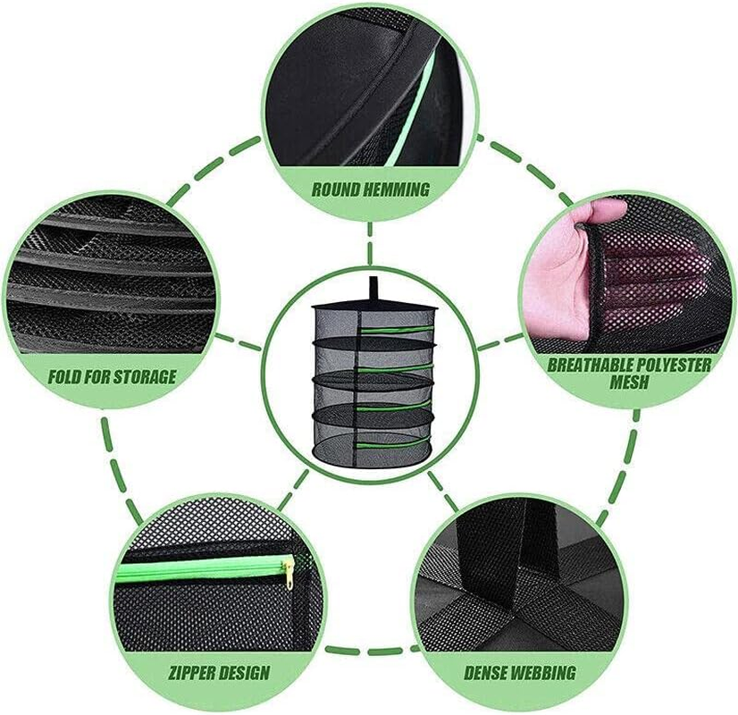 2-8 Tier Drying NET Large Shelf HYDROPONIC Hanging Grow HERB Plant Dry Rack Durable Fabric&ndash; Perfect for Plants & Grow Harvest image number 5