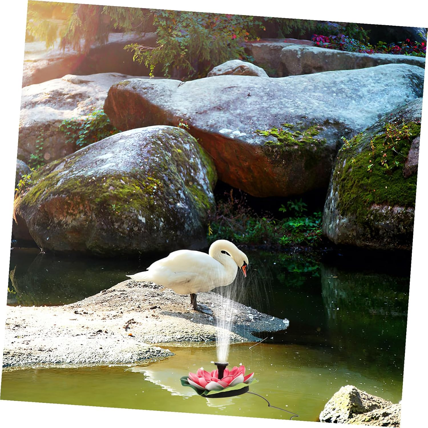 Solar Floating Lotus-Style Fountain Cherry Red Outdoor Water Feature Solar Pool Pump for Garden Landscape Decor image number 4