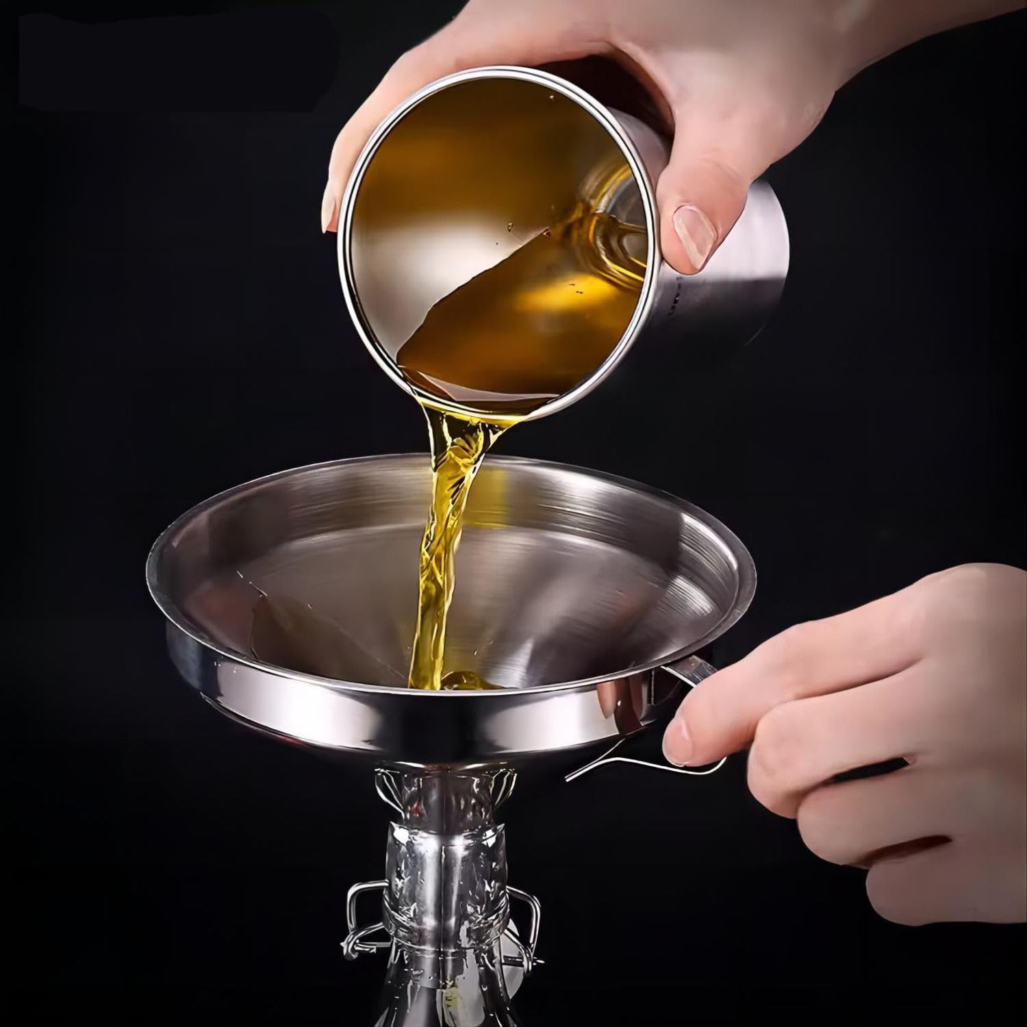 Stainless Steel Kitchen Funnel, 12.7 Cm, with 200 Mesh Filter Strainer, Food Grade SUS304 image number 2