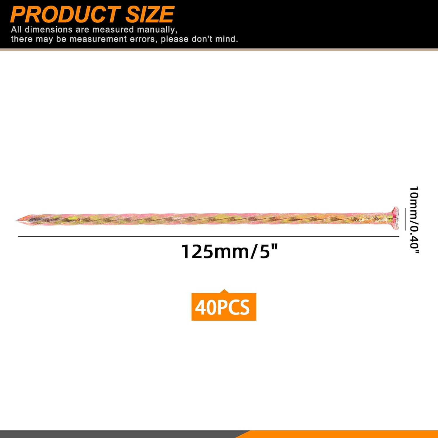 40Pcs Artificial Turf Stakes Galvanized Metal Spiral Landscape Spikes Set, 5" Landscape Anchor Spikes Edging Garden Nails for Lawn Fabric, Fake Landscaping Grass, Artificial Turf image number 5