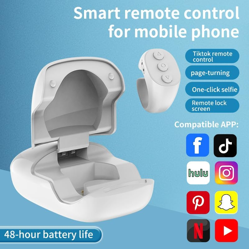 OKCSC Remote Control Page Turner for Tiktok, Accessories for Facebook/Tiktok/Rednote, Clicker Page Turner for Ipad Phones Ebooks Taking Photos/Ins/Pinterest/Snap/Netflix/Youtube Black image number 1