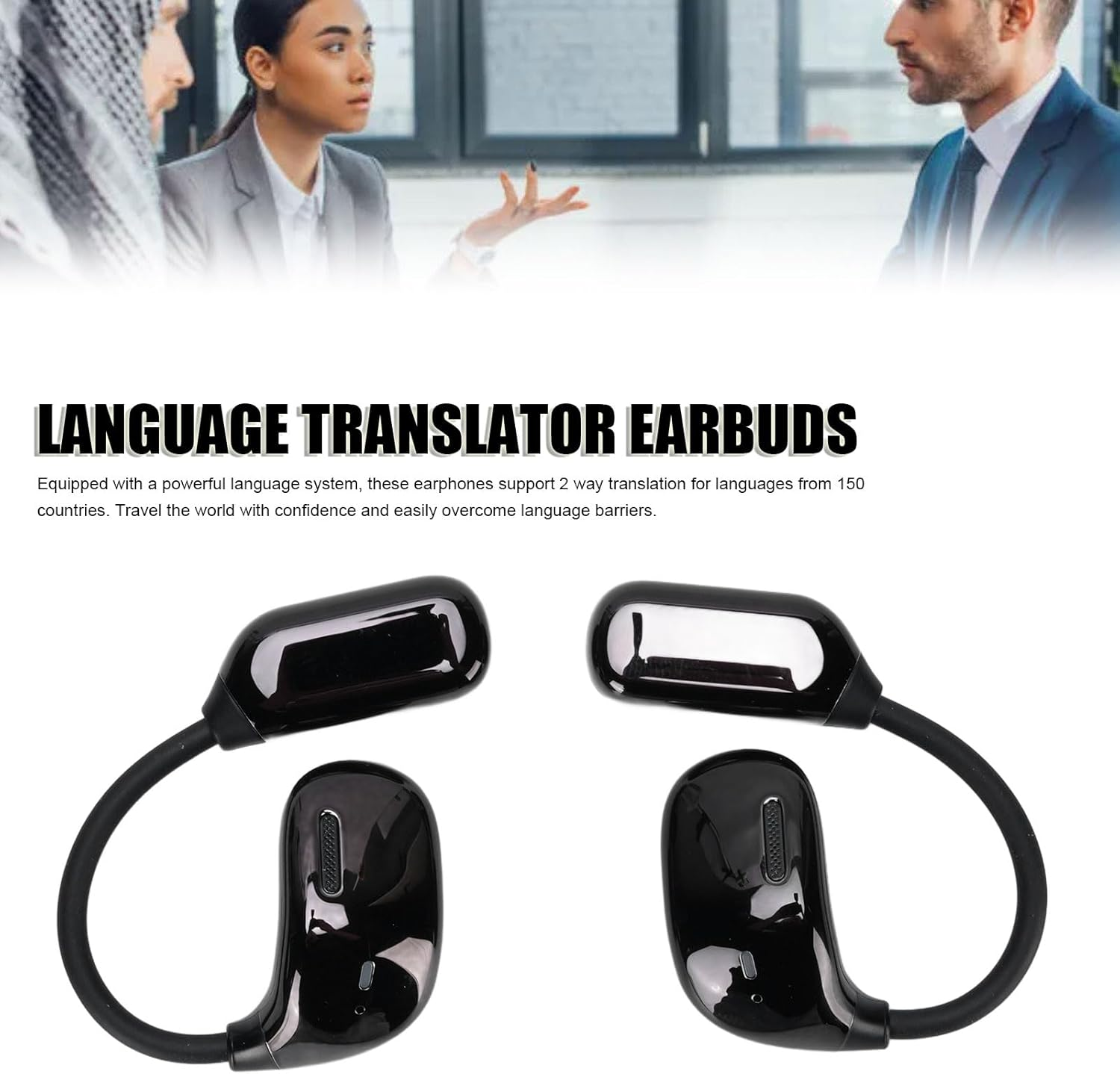 SENECESLI AI Language Translation Earbuds, Bluetooth Translation Earphones with Multifunctional Touch Screen Translator for 144 Languages, Noise Cancelling, for Travel Business Learning image number 3