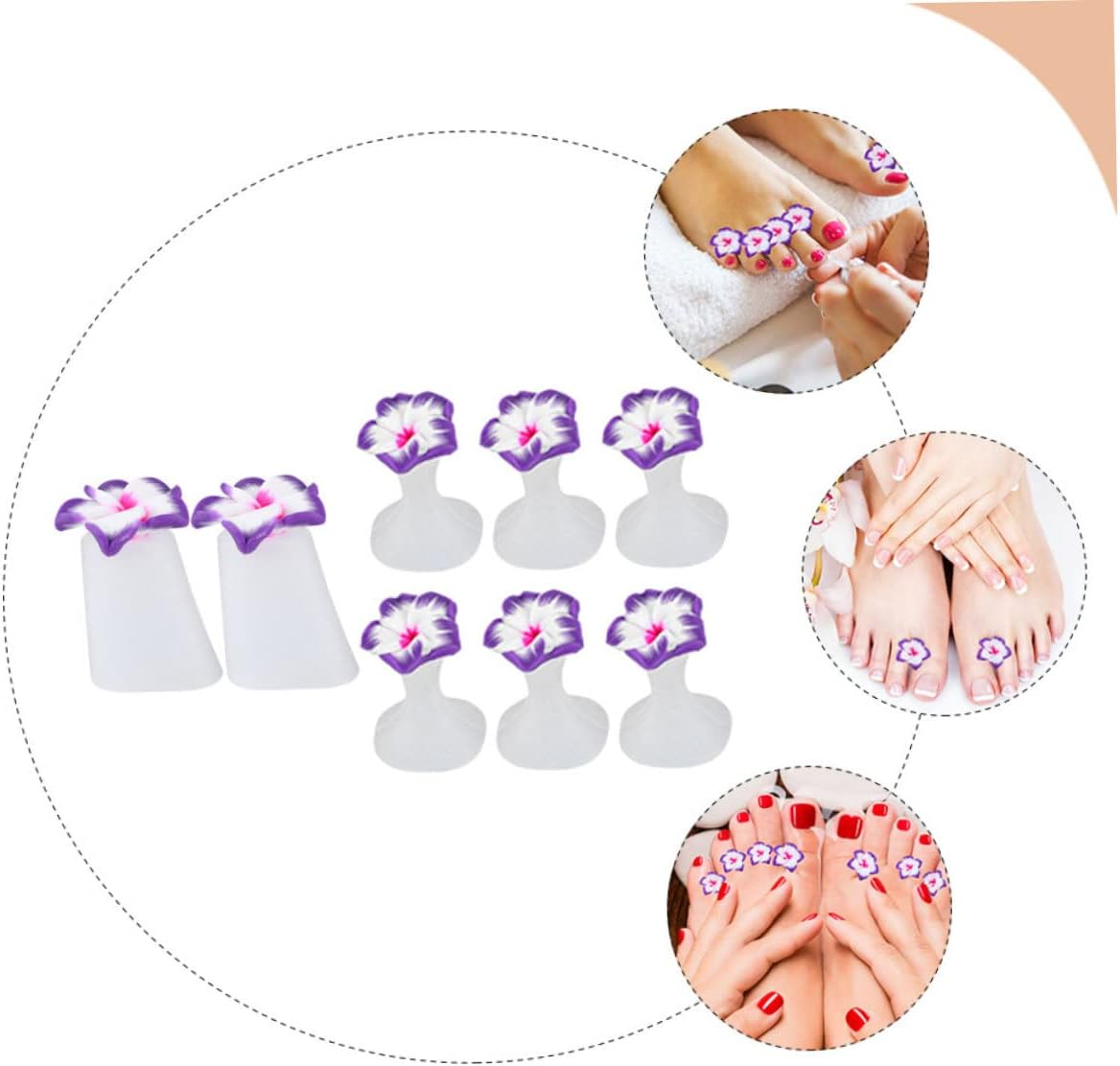 FRCOLOR 8Pcs Silicone Toe Separator Set Nail Polish Tool Pedicure Accessories Supple Toe Dividers for Nail Art Comfortable Separators for Women Polish Protectors Care Supplies image number 5
