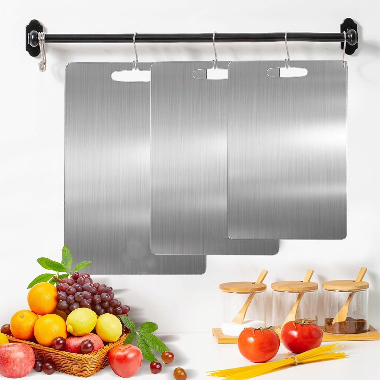 3Pcs Stainless Steel Cutting Boards for Kitchen, Stainless Steel Chopping Board, Durability, Dishwasher Safeperfect for Various Cooking Tasks (3Pcs in 1) image number 1