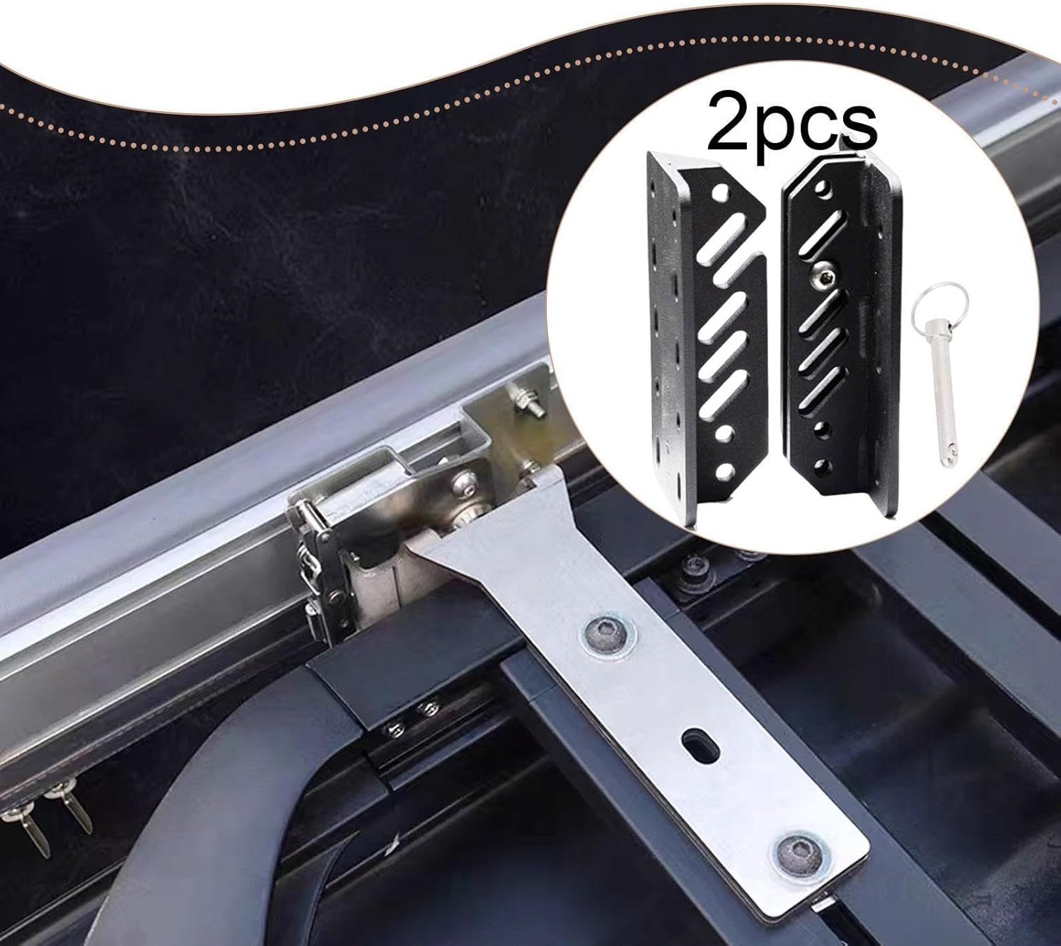 TENOL Awning Bracket Hardware Easy Use Wind Resistant Repair Parts Easy Installation Quick Setup Black Metal Heavy Duty Accessories, 2 Set image number 1