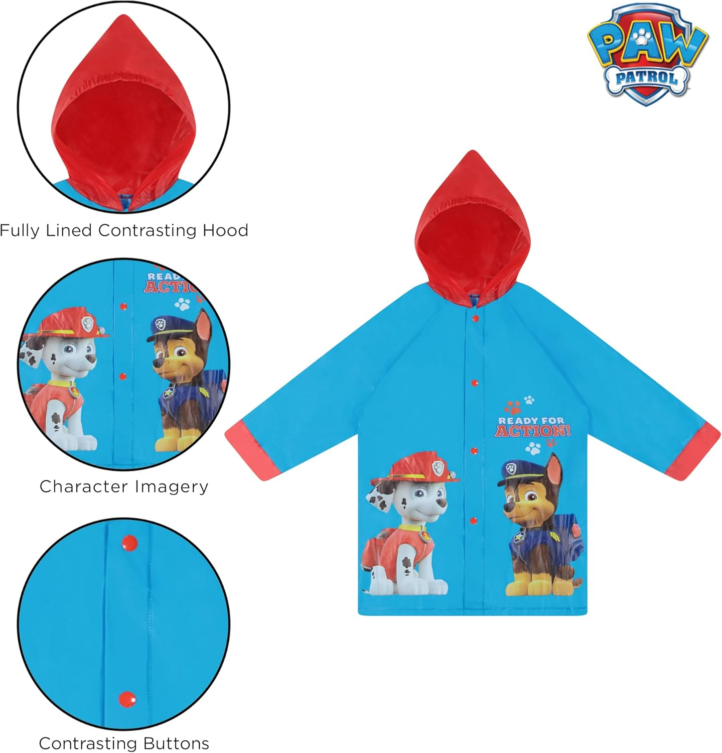 Nickelodeon Toddler and Boys' Paw Patrol Slicker and Umbrella Rainwear Set image number 3