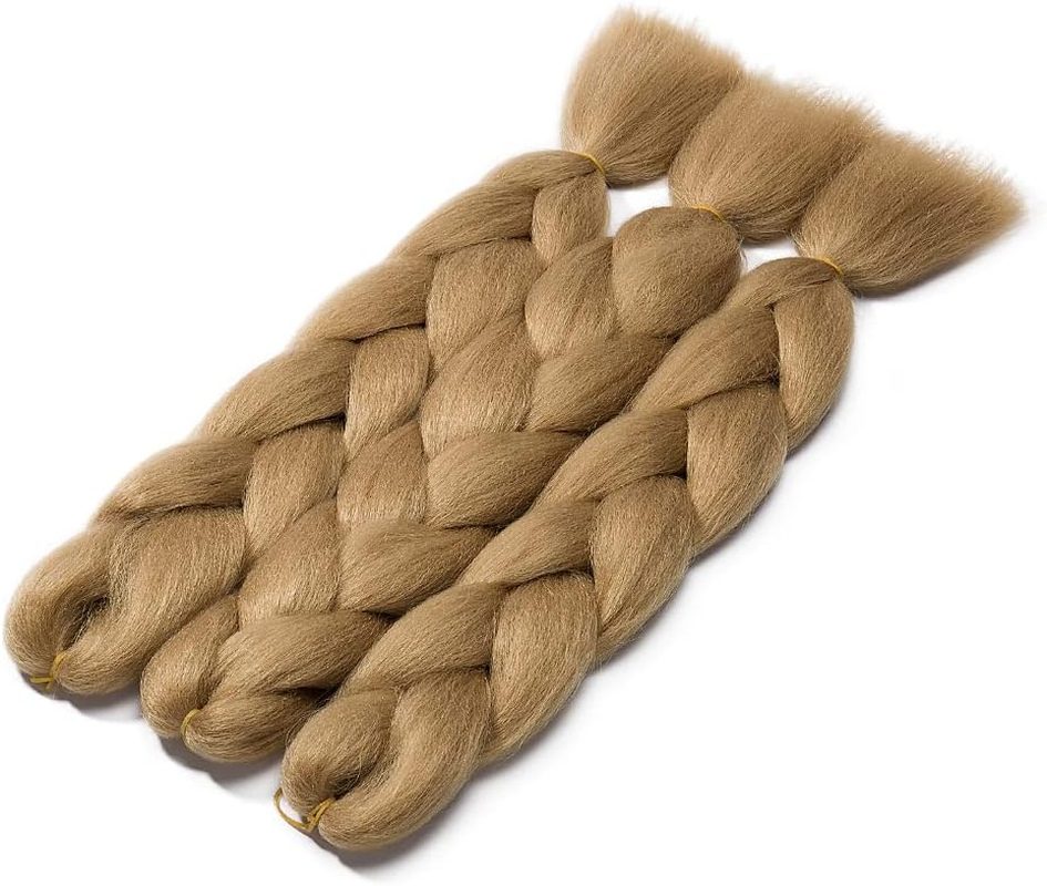 60 Cm Braids Synthetic Hair Jumbo Braiding Hair Extension Hair Synthetic Braiding Crochet Hair Pieces 3 Pieces 100 G/Bundle (A-Dark Blonde) image number 1