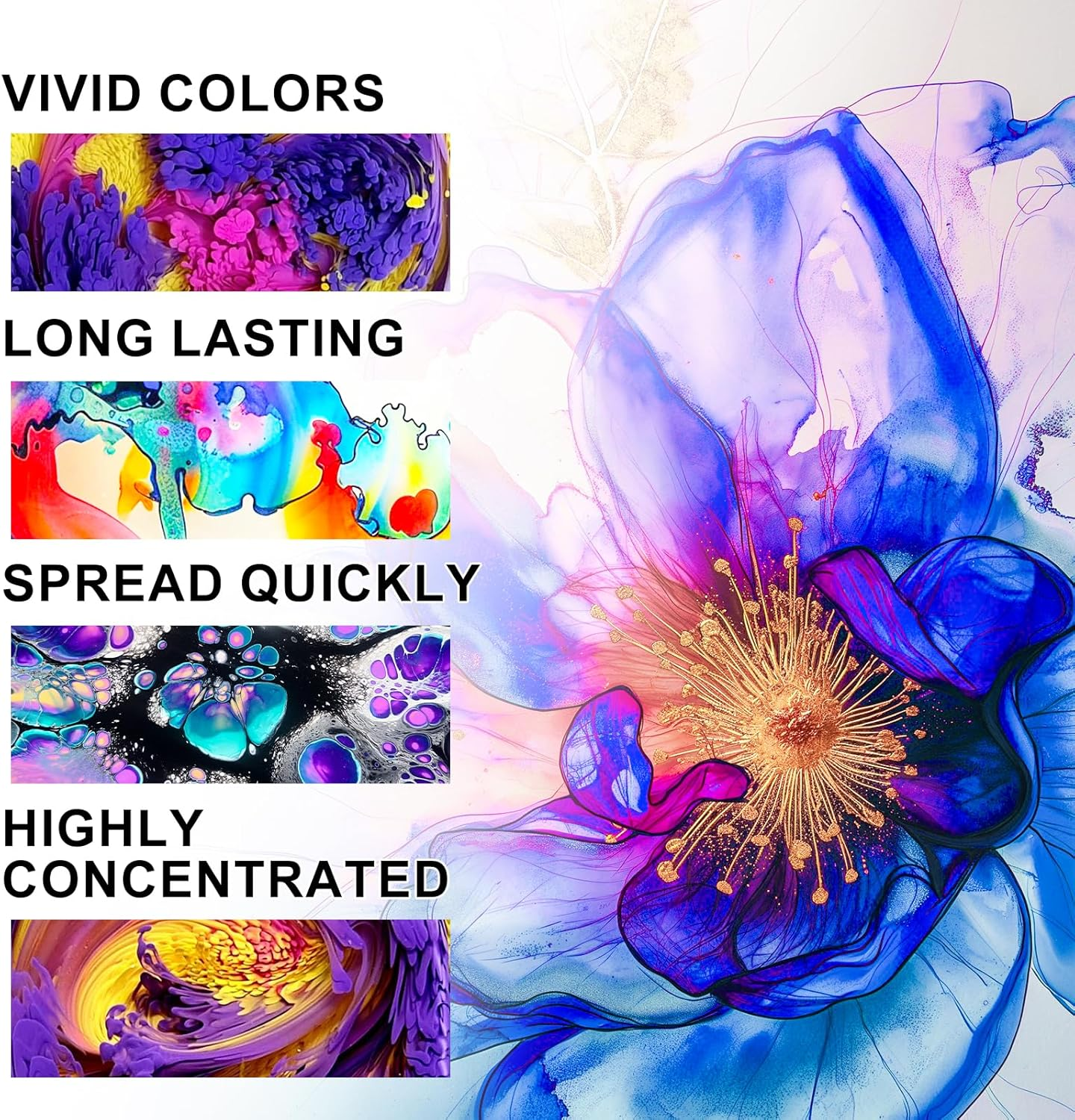 X ARTY HUB Alcohol Ink Set - 60 Bottles Vivid Alcohol-Based Colors, Concentrated Epoxy Resin Paint for Tumbler Creation, Resin Art Dye and Acrylic Painting, 0.34 Fl Oz Each image number 5