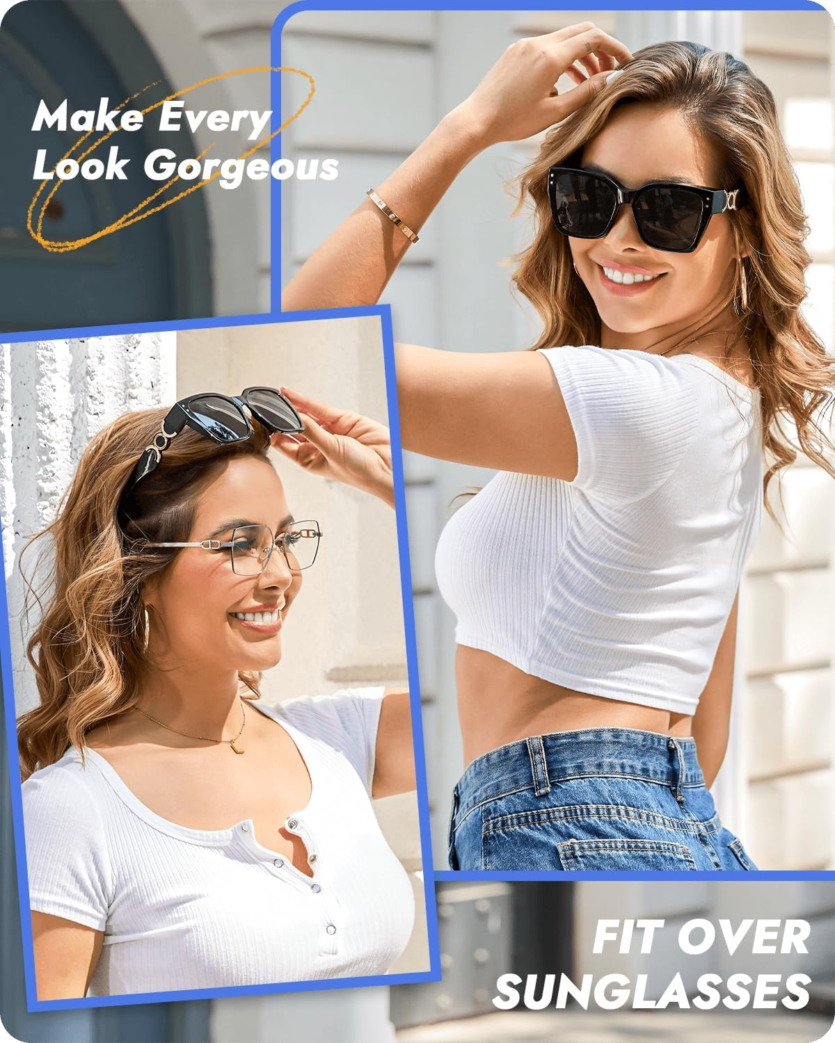 Meeloog Polarized Fit over Sunglasses for Womens, Vintage Oversized Square Covers Sun Glasses UV400 Protection MST0068 image number 5