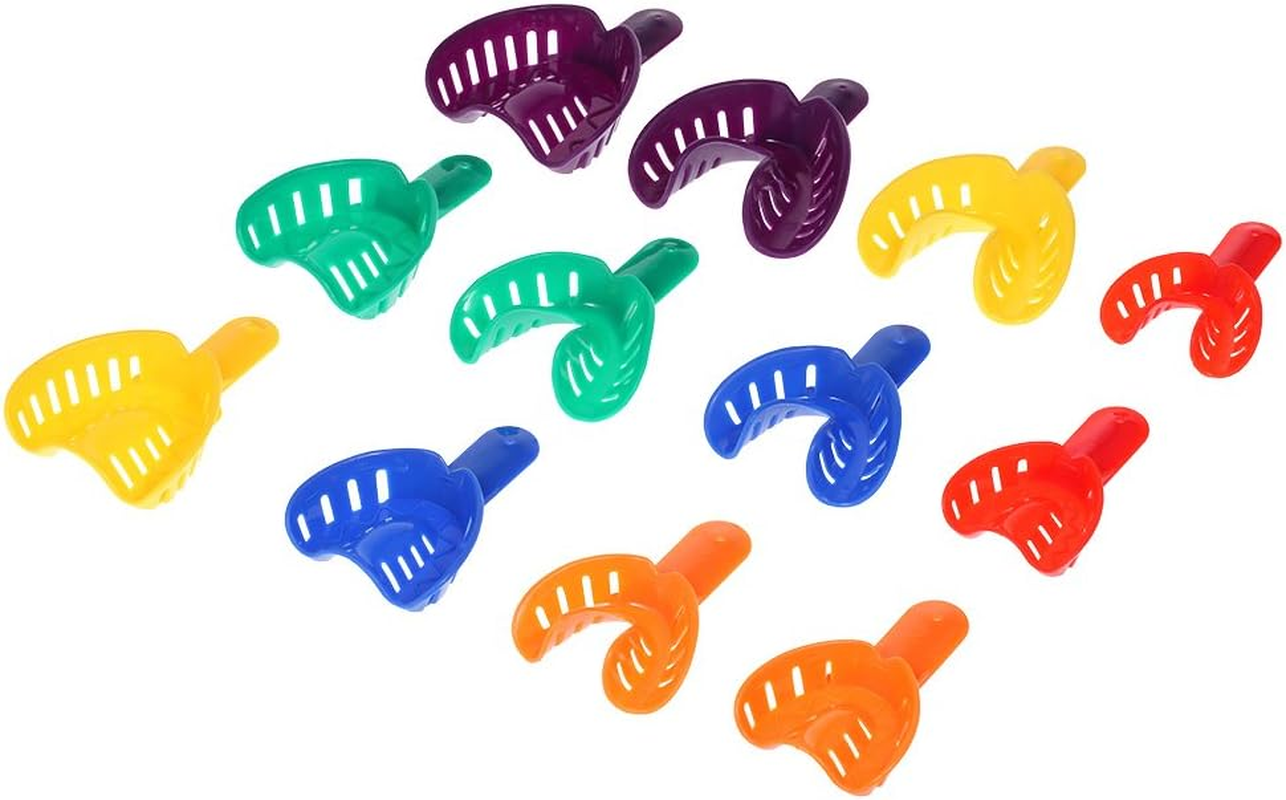 RAYWE 12Pcs Dental Impression Tray Plastic U Shape Teeth Holder Autoclavable Instrument Teeth Molding Oral Health Care Tool