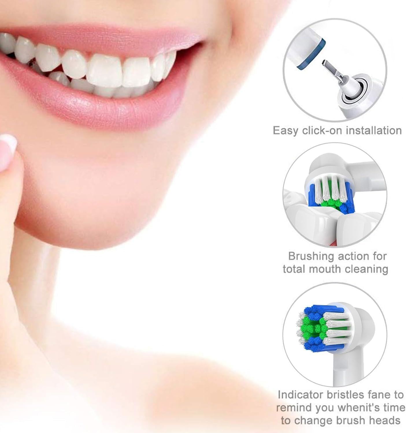 Replacement Toothbrush Heads Compatible with Oral B Braun, 12 Pcs Professional Electric Toothbrush Brush Heads Compatible with Oral B Replacement Heads Refill 7000/Pro 1000/9600/500/3000 image number 2