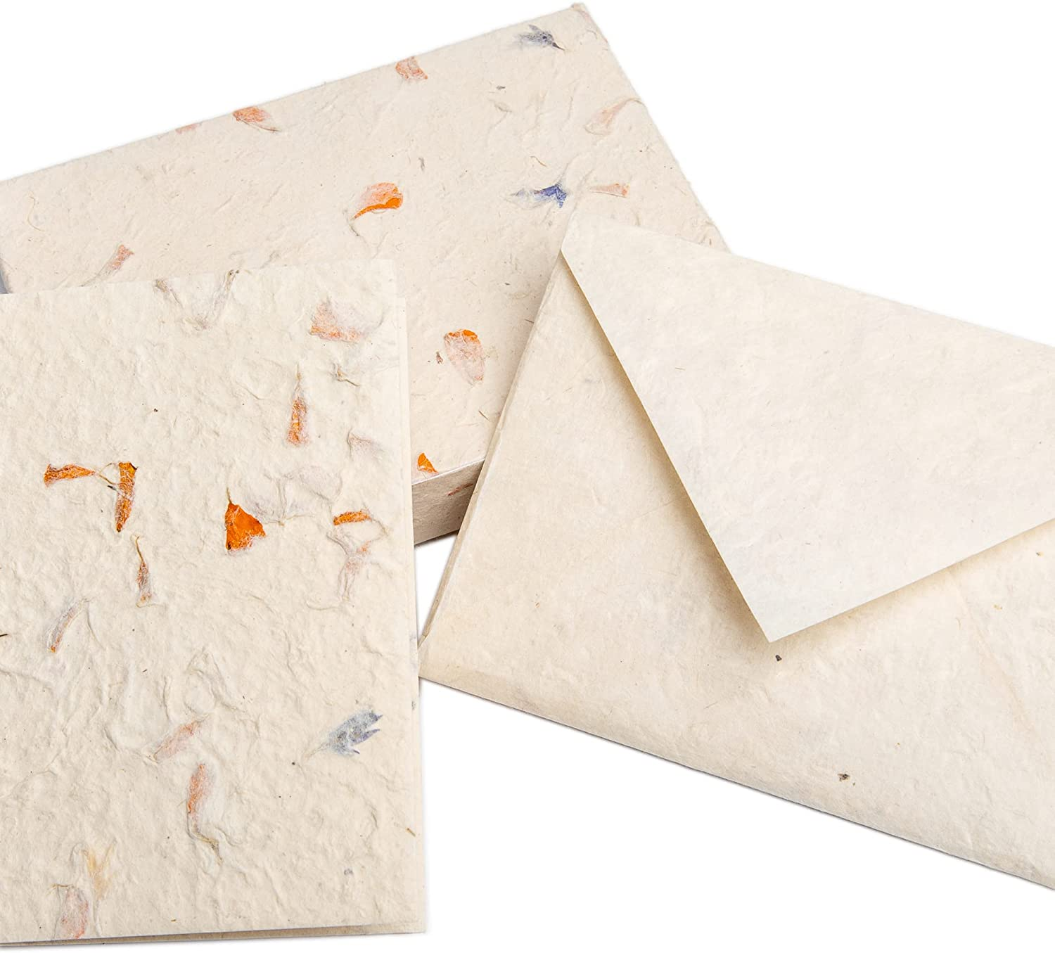 HIMALAYAN BAZAAR Lokta Paper Greeting Cards and Envelope Set - Ecofriendly Stationary Blank Note Cards | All Occasion Greeting Cards | Handmade in Nepal - Off-White image number 4