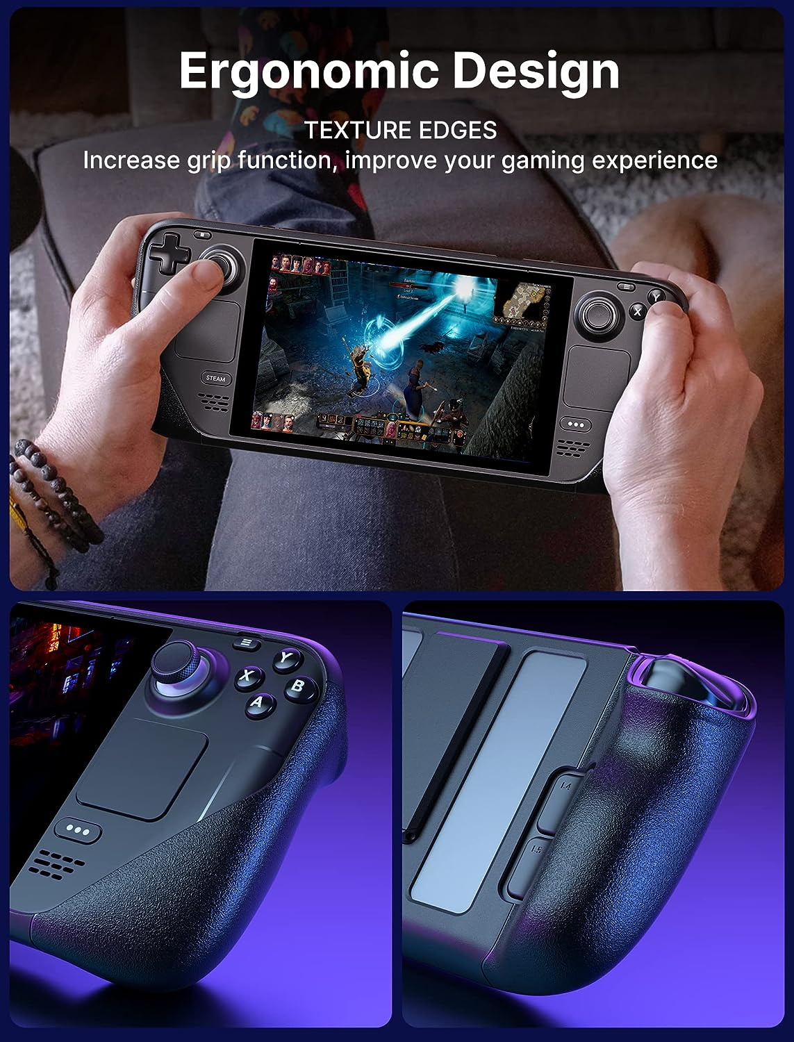 JSAUX Kickstand Case Compatible with Steam Deck/Oled, PC0105 Upgrade the Adjustable Angle Stand for Steam Deck Cover TPU Protective Case, Shock-Absorption, Non-Slip and Anti-Scratch Design image number 5