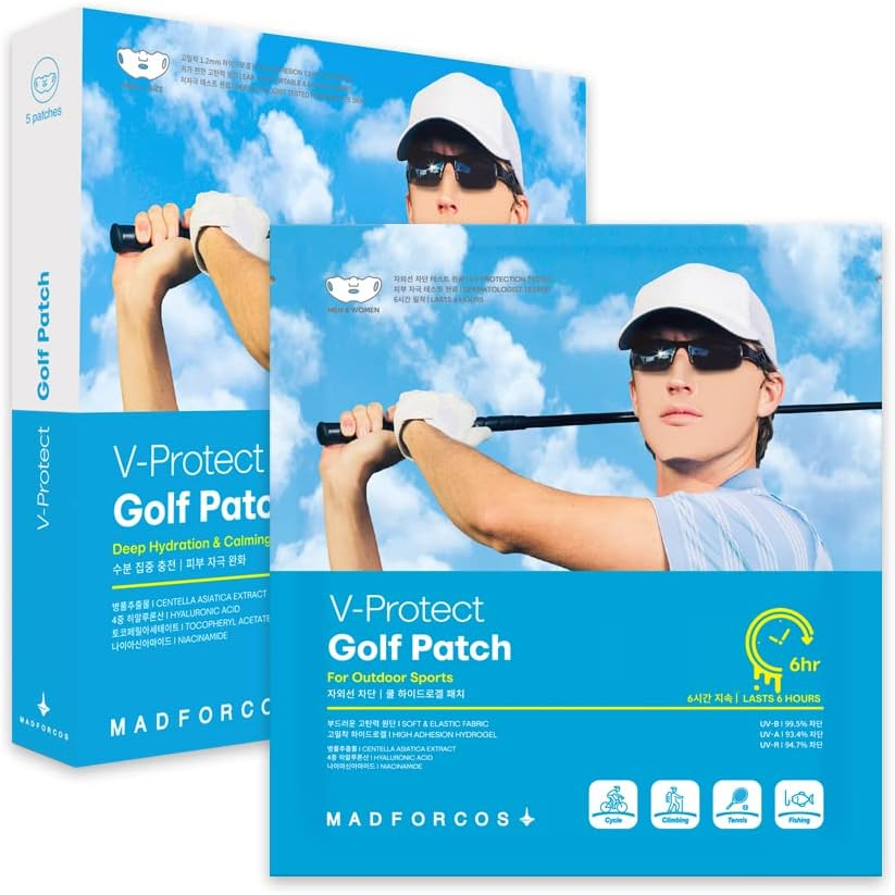 Daily Sunshield Golf Patch for Outdoor Activities, Hydrating, Lifting, Cooling Gel, Sun Protection Face Mask (5 Masks, L Size) image number 4