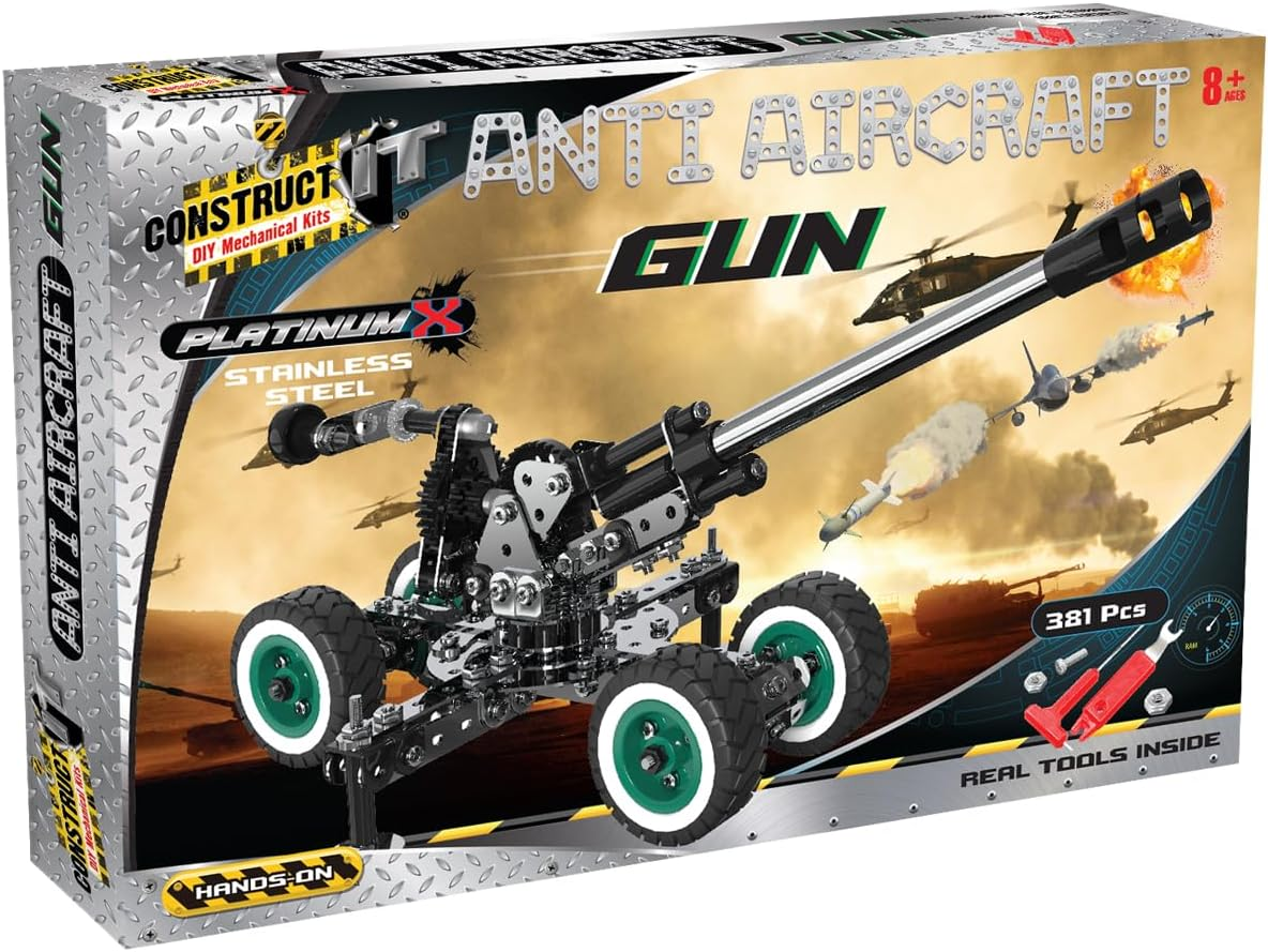 Construct IT Platinum X Military anti Aircraft - Military Equipment Construction Set - STEM Education Toys for 8+ Year Olds - Build Your Own Anti-Aircraft