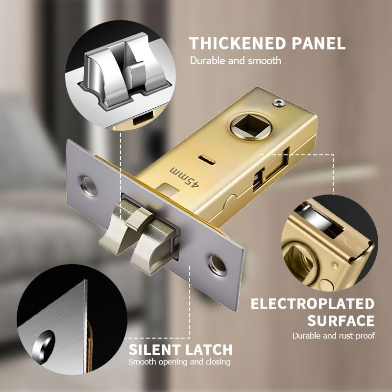 60Mm Mute Tubular Mortice Latch with Stainless Steel Faceplate for Internal Doors, Fits Lever Handles image number 3
