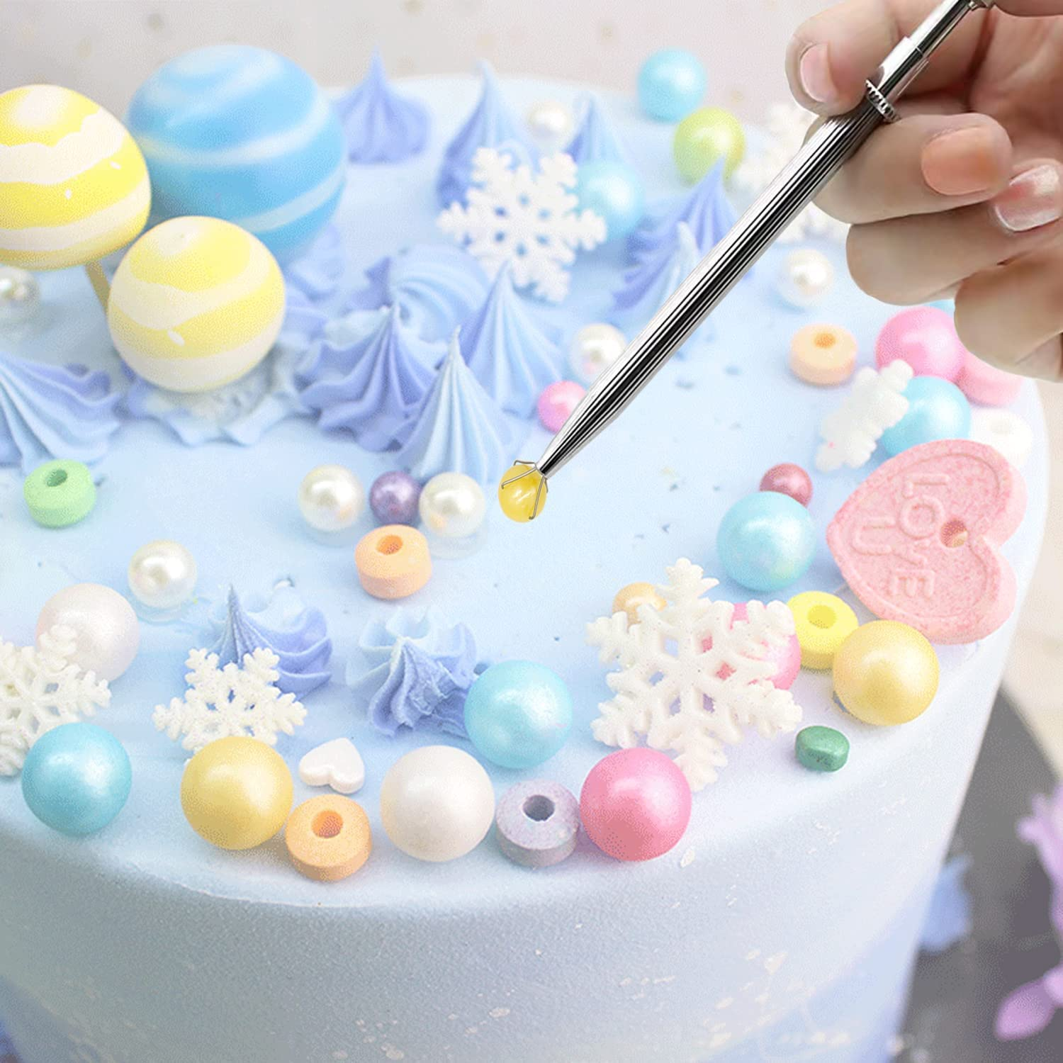 Sprinkle Pen, Pearl Grabber, Sugar Bead Pick-Up Tool, Dragee Holder with 4-Prong, Edible Candy Catcher with 4 Claw for Cake, Cupcake, Ice Cream Baking Decoration, HIFUNBK image number 5