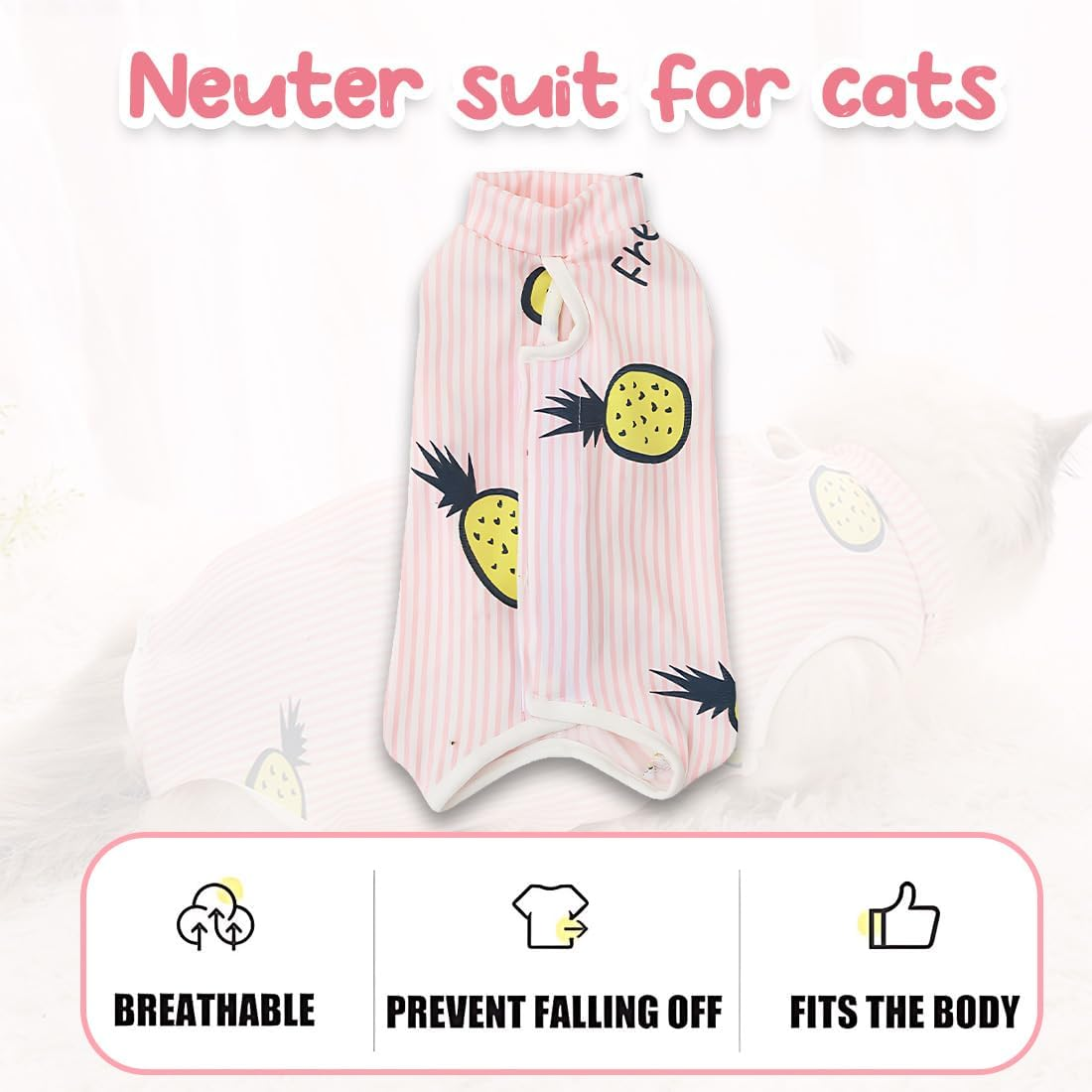 1 Piece Professional Cat Recovery Suit for Abdominal Wounds or Skin Diseases Kitten Surgery Recovery Suit E-Collar Alternative for Cats and Dogs Post Surgery (S) image number 1