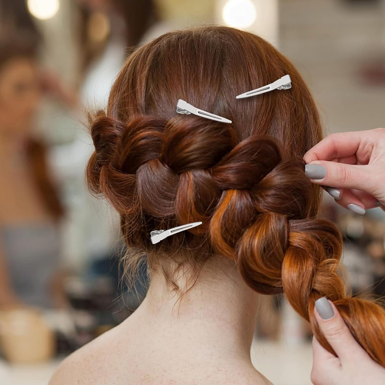 60Pcs 4.5Cm Duckbill Mouth Clips Alligator Clips, Duck Bill Hair Clips Metal Alligator Curl Clips with Holes, Duck Bill Clips Hairdressing Salon Hair Grip image number 4