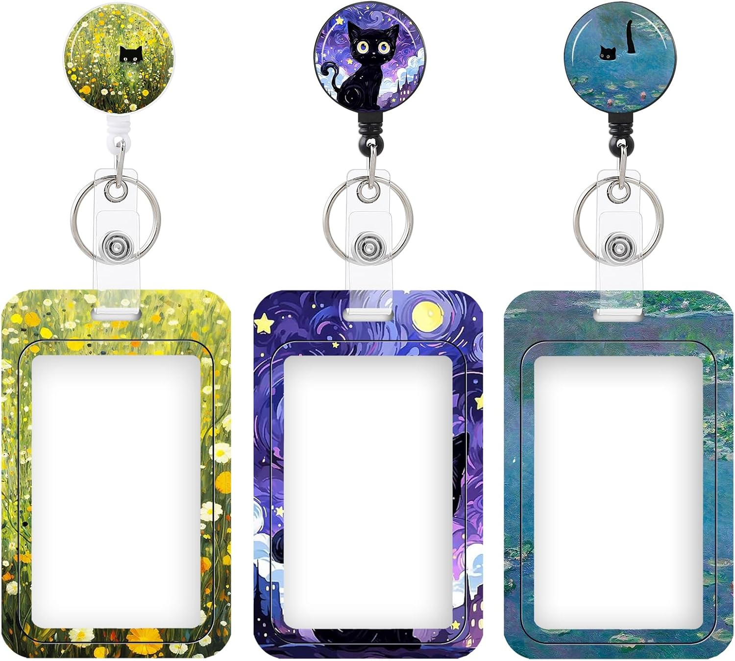 3 Set Heavy Duty Badge Holder with Retractable Reel,Id Badge Holder Key Card Work Badge Clip for Nurse Teacher Student Office Women Men