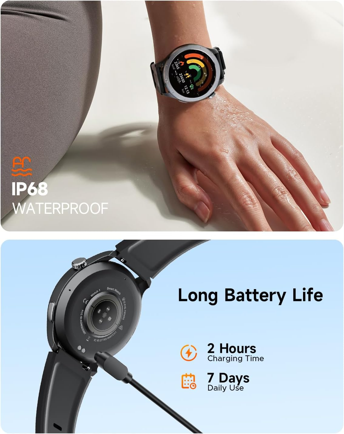 TRUEFREE Smart Watches for Men Women(Answer/Make Calls), 1.53" Fitness Tracker with Heart Rate Spo2 Sleep Stress Monitor, 127 Sports Modes IP68 Waterproof, Smartwatch for Iphone Android Phones image number 2