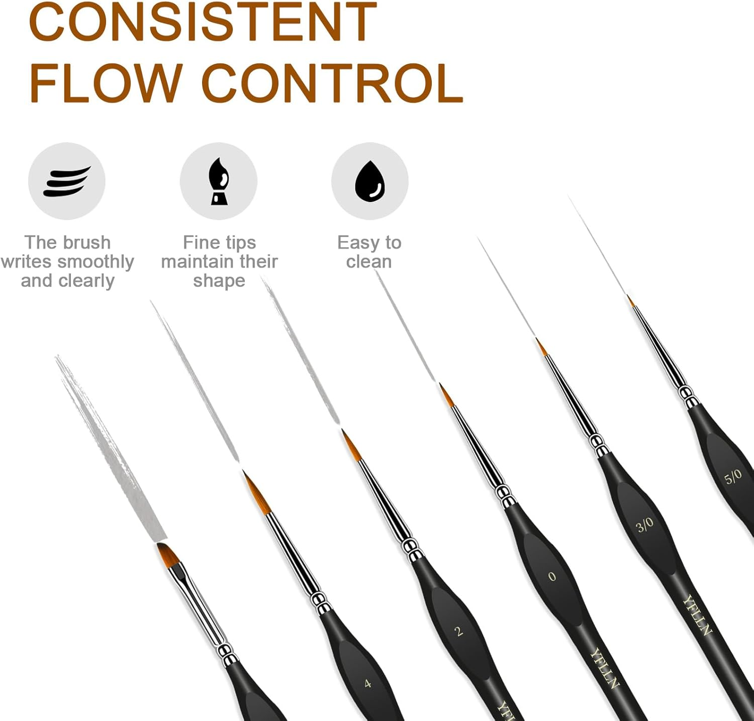 6Pcs Micro Paint Brushes Set with Triangular Handles - for Acrylics, Oils, Watercolors & Paint by Number, Citadel, Figurine, 40K，Mandala Painting(Black) image number 6