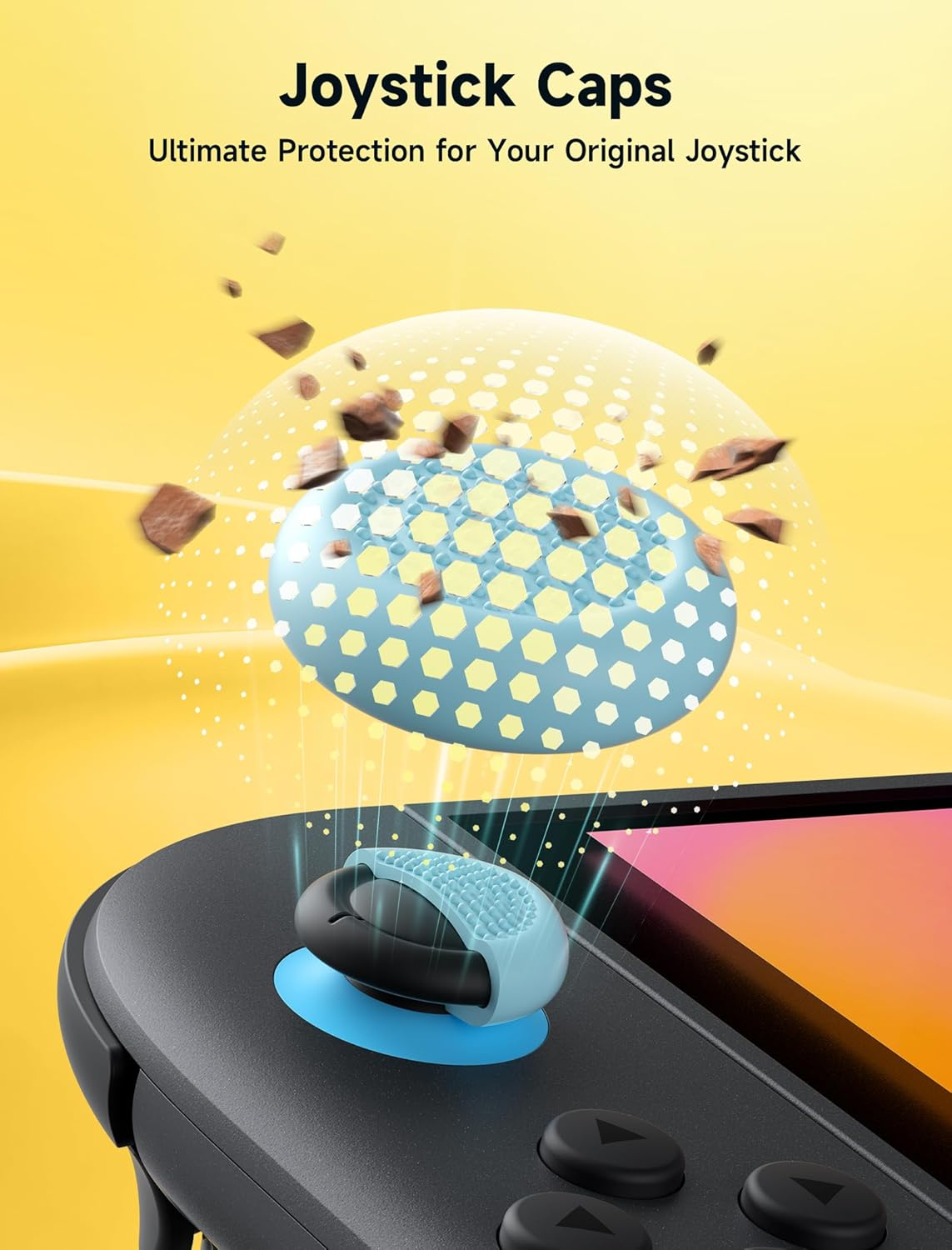 JSAUX Thumb Grips Designed for Nintendo Switch 2 (2025), Switch Thumb Grip Caps, Ergonomic Design, Enhanced Grip, Comfortable & Durable, Joycon Grip Button Stick Cover - Blue and Orange, 3Pairs (6Pcs) image number 5