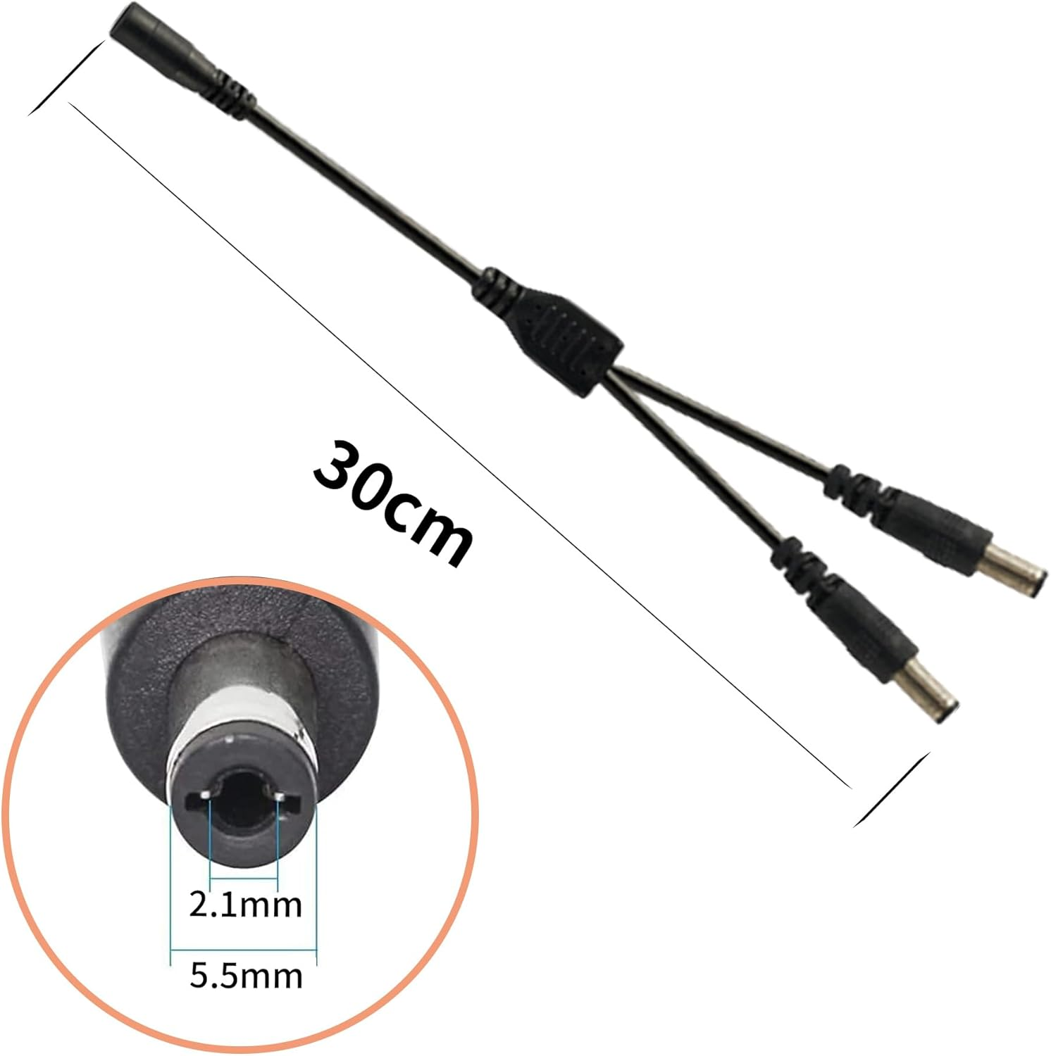 Clearhill 3Packs 1Female to 2 Male Way DC Power Splitter Cable,Plug 5.5Mm X 2.1Mm,Black,For CCTV Security Cameras,Led Strip Lights,Router and More