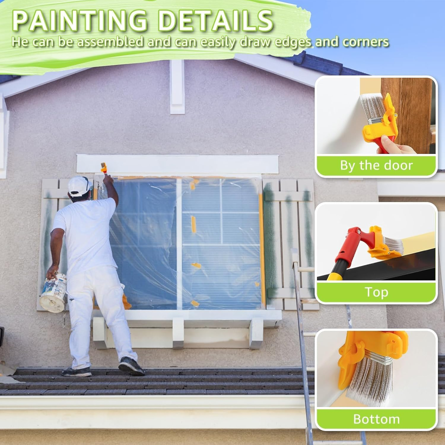 Wall Paint Rollerwith Extension Pole, Wall Paint Brush Extension Pole Kit,Paint Edger Roller Brush Wall Paint Roller with Extension Pole,Paint Edgerroller Brush Wall Paint Roller with Extension Pole image number 2