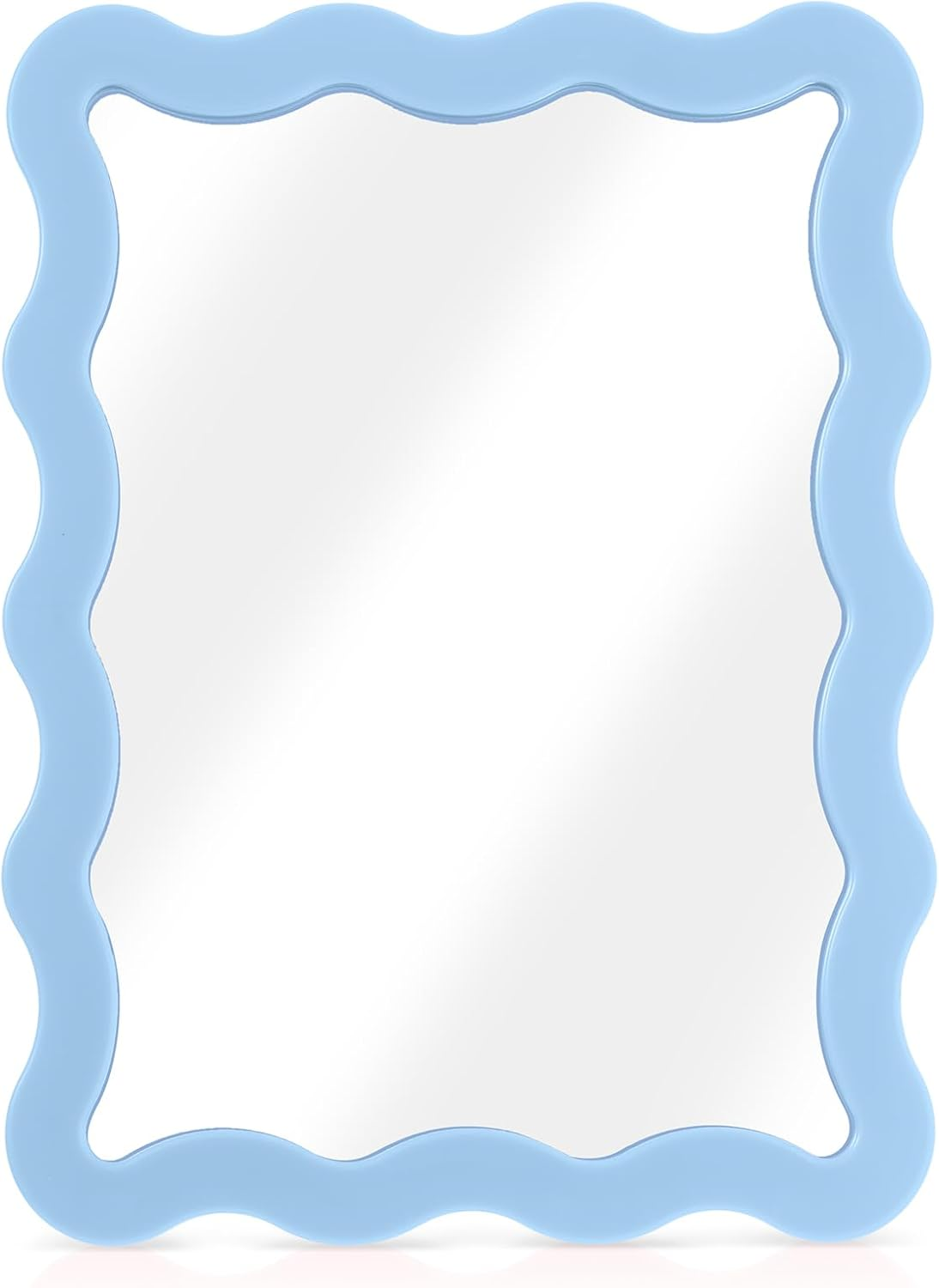 Leinuosen Scalloped Magnetic Locker Mirror 5''X7'' Small Real Glass Makeup Mirror with Magnetic Backing Cute Locker Decorations for Office Cabinet Lockers Accessories(Light Pink)