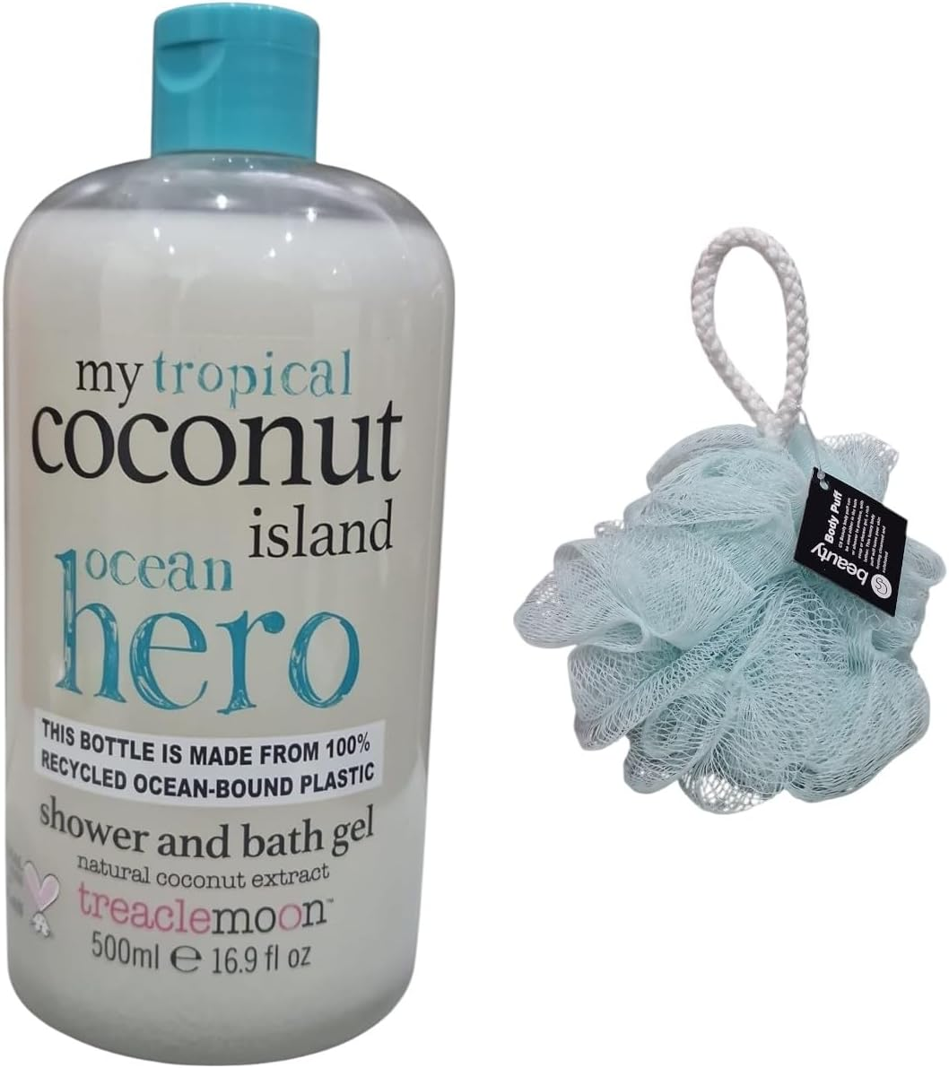 My Tropical Coconut Island Occean Hero Shower and Bath Gel 500 Ml with Free Beauty Body Puff(Any Colour) image number 1