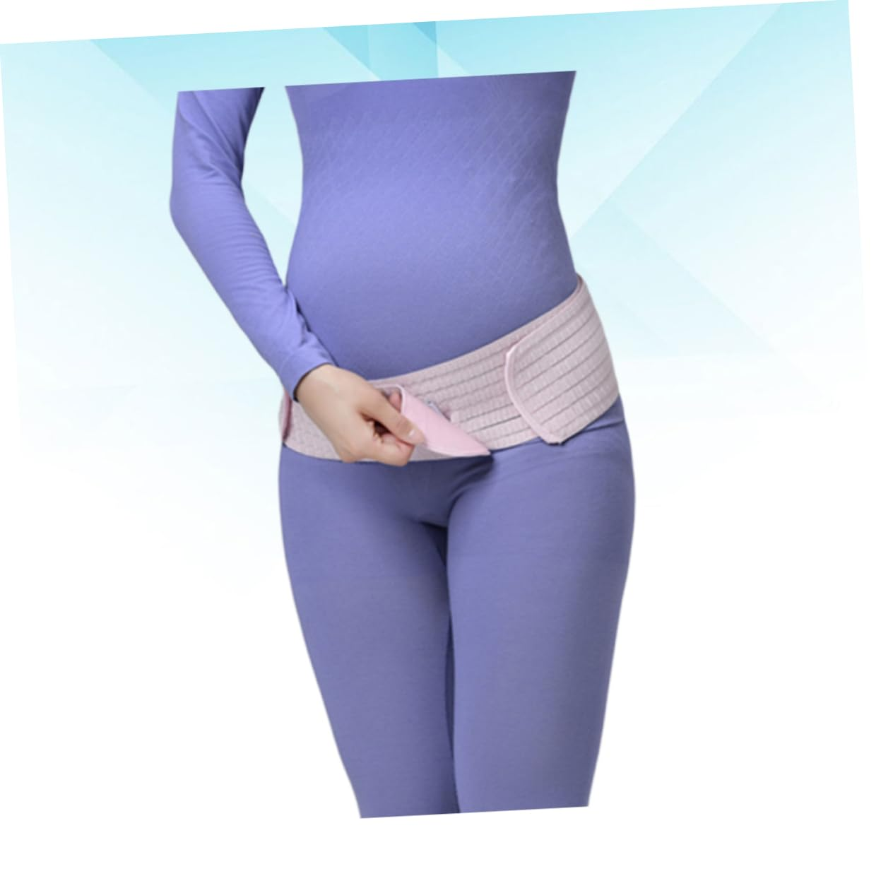 Pregnant Women Belt Dual Layer Breathable Abdominal Support Band Postpartum Pelvic Waist Care Maternity Belly Band Pink Free Size image number 5