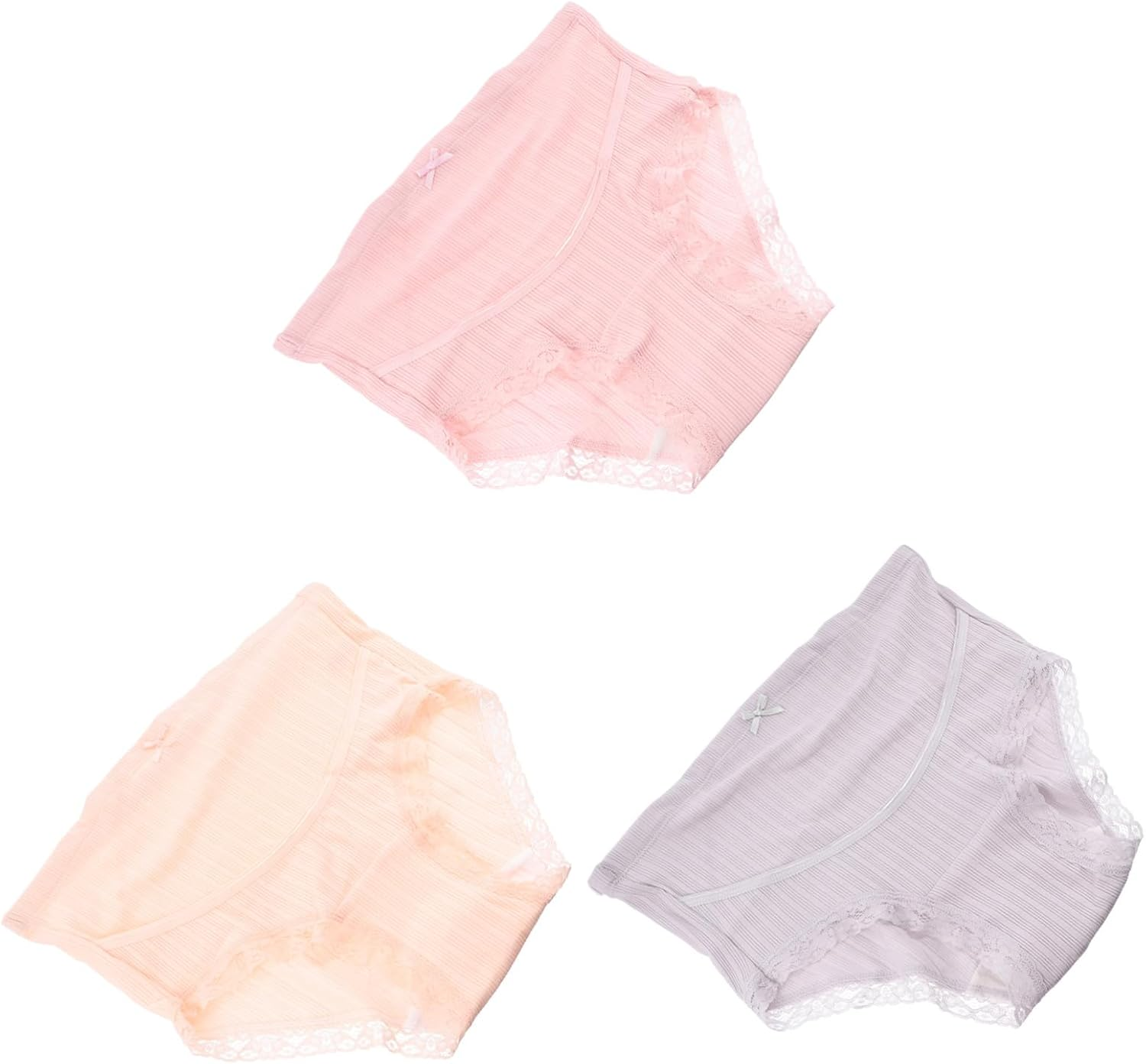 3Pcs Cotton Maternity High Waist Panties Adjustable Pregnant Women Underwear Lightweight Breathable Soft Splice Briefs for Summer Bump Support image number 2