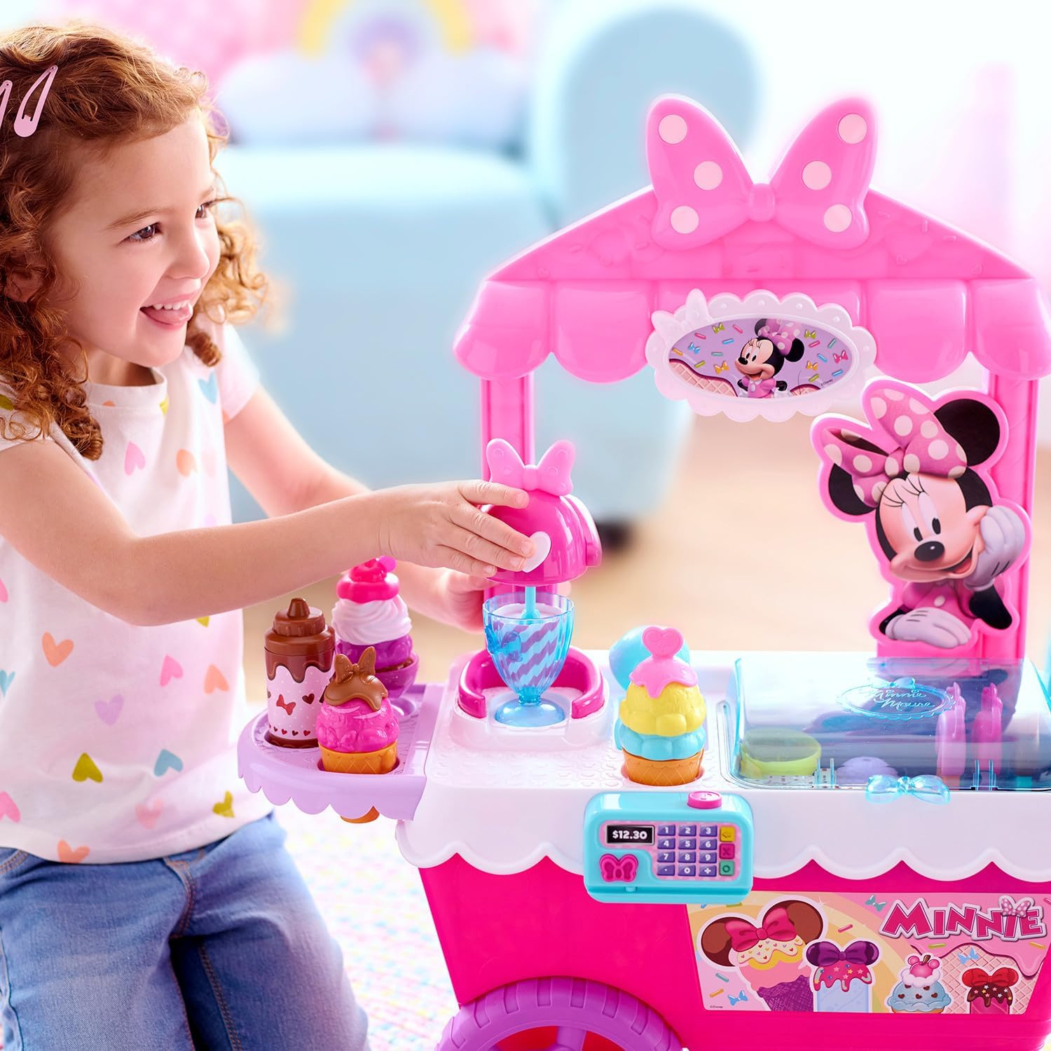 Disney Junior Minnie Mouse Sweets & Treats Ice Cream Cart with Sounds and Phrases, 40-Pieces, Pretend Play, Kids Toys for Ages 2 up by Just Play image number 4