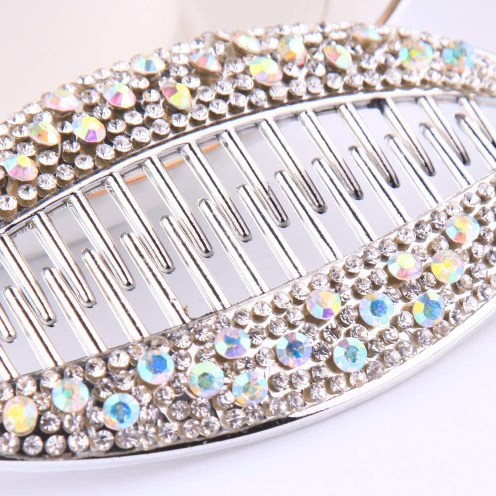 Silver Stylish Hair Pin Hair Clip, Women Girl Banana Fish Shape Hairpin Rhinestone Hair Clip Grip Barrette Headwear Beauty Hair Accessories