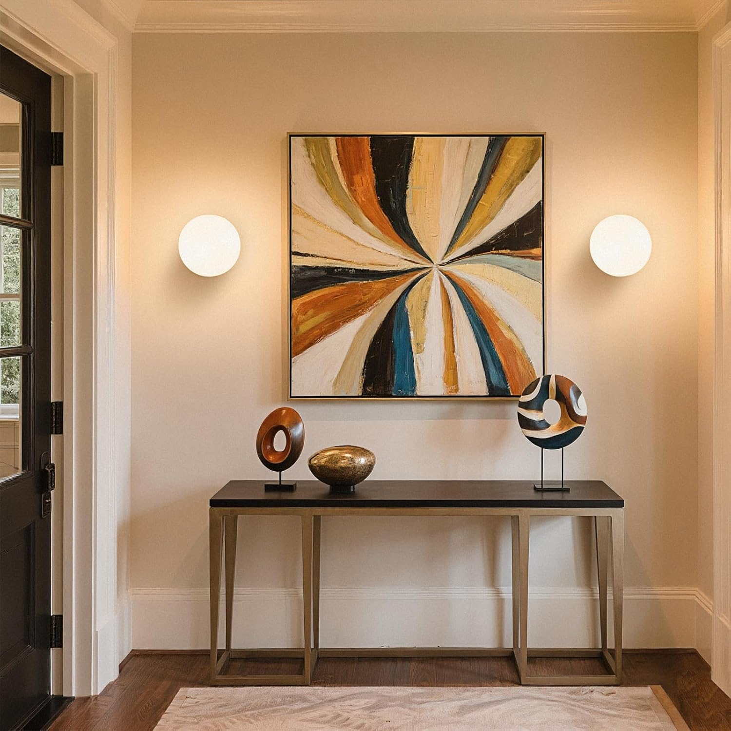 Battery Operated Wall Sconce, Dimmable Wireless Gold Wall Lamp with 5200Mah Rechargeable Battery, Portables Cordless Wall Light Fixtures for Painting Living Room Bedroom Bathroom Hallway Decor image number 1