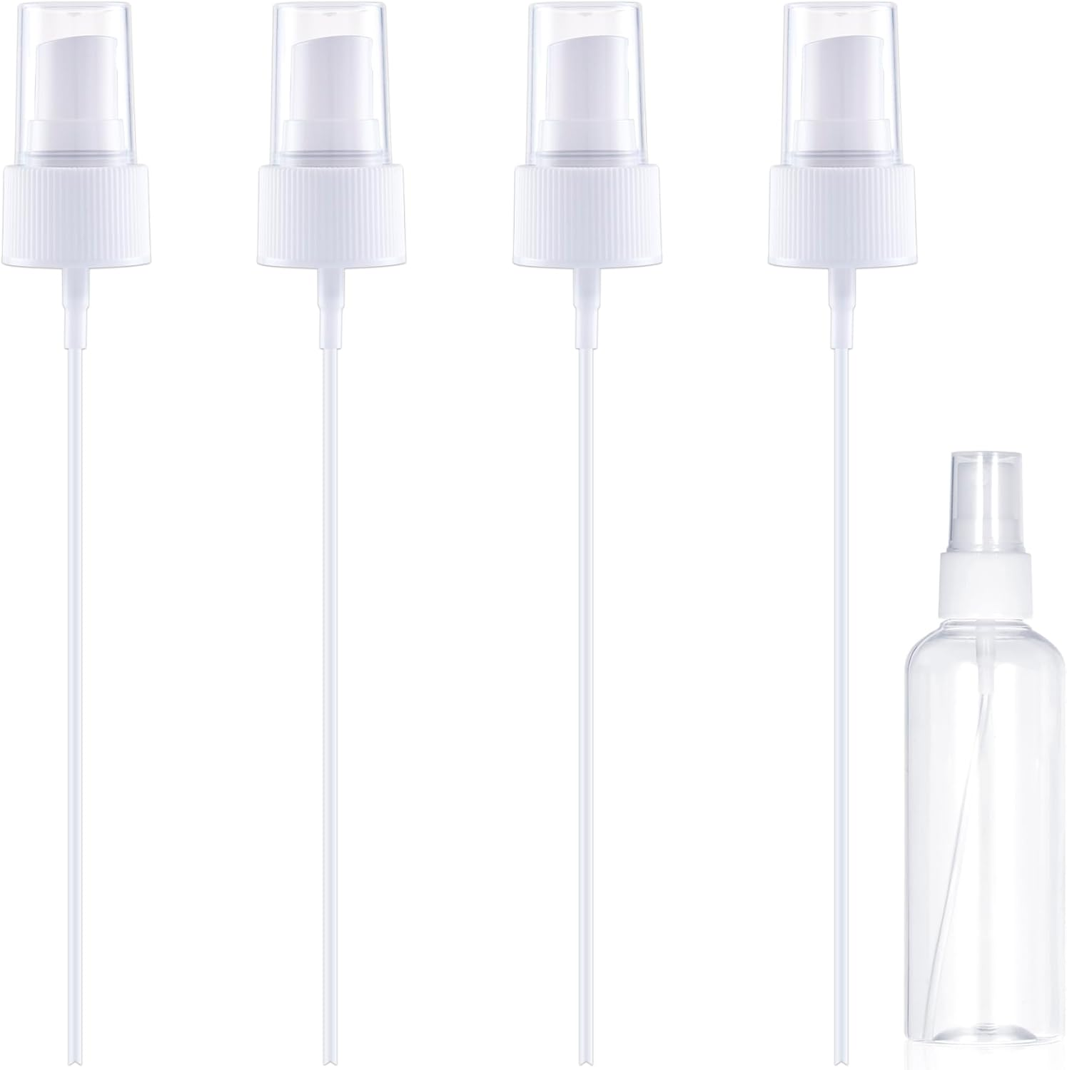 Alpinleux 4 Pcs Spray Bottle Top, Nozzle Sprayer Tops Replacement, Plastic Fine Mist Sprayer Pump for Essential Oil, Cleaning Solutions (24/410 Cap Size, Black)