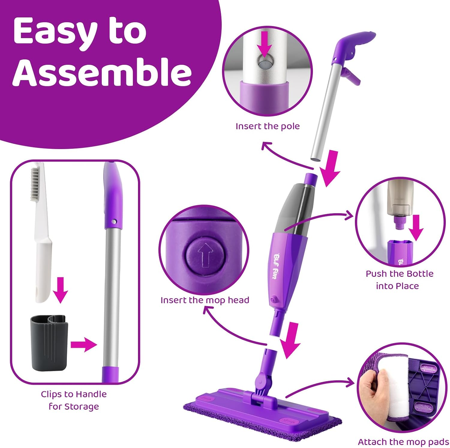 Calfqueen Mop Montessori Kids Toys with Water Sprayer, Pretend Play&Preschool Educational, STEM Clean, Housekeeping Kit Spray Mops for Floor Cleaning, Birthady Gifts 3 4 5 6 7 8 Year Old Boys Girls image number 3