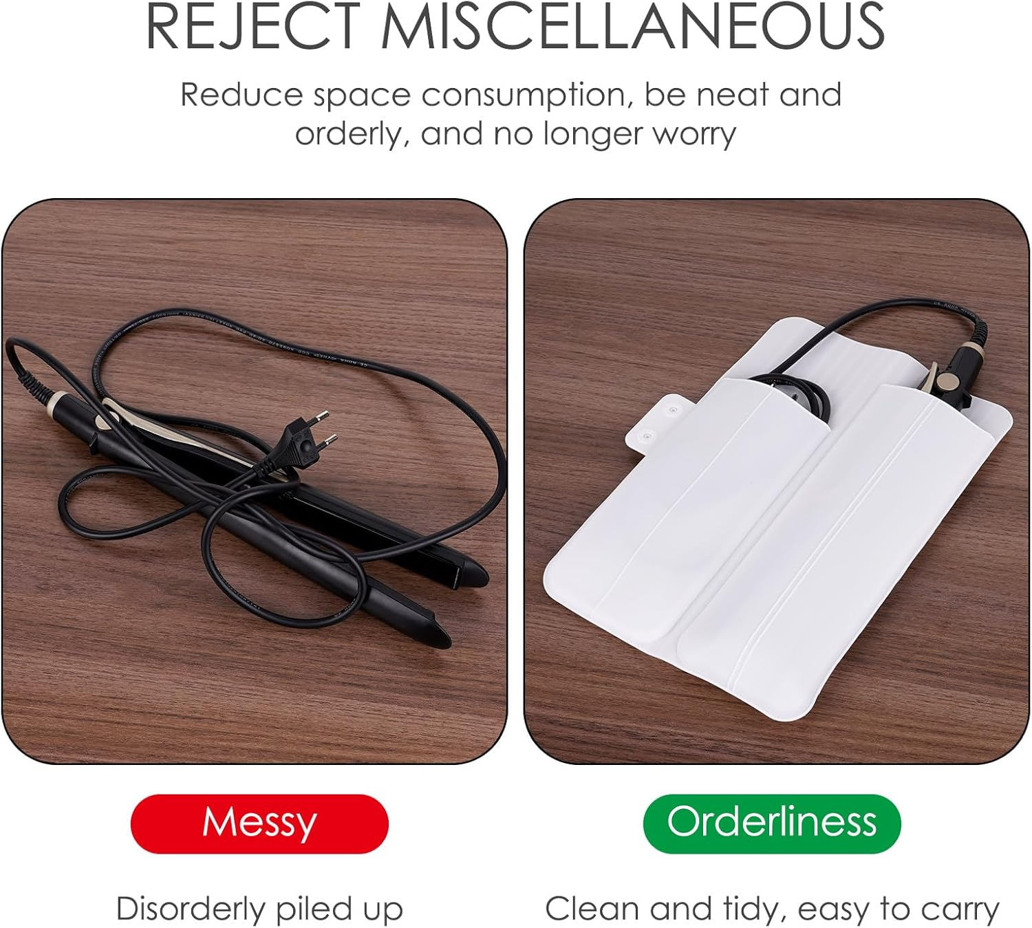 DODAMOUR Heat Proof Travel Pouch for Flat Iron and Curling Iron, Silicone Hair Tool Organizer Bag with Thermal Protection, Portable Styling Tool Heat Proof Mat for Home and Travel (White) image number 4