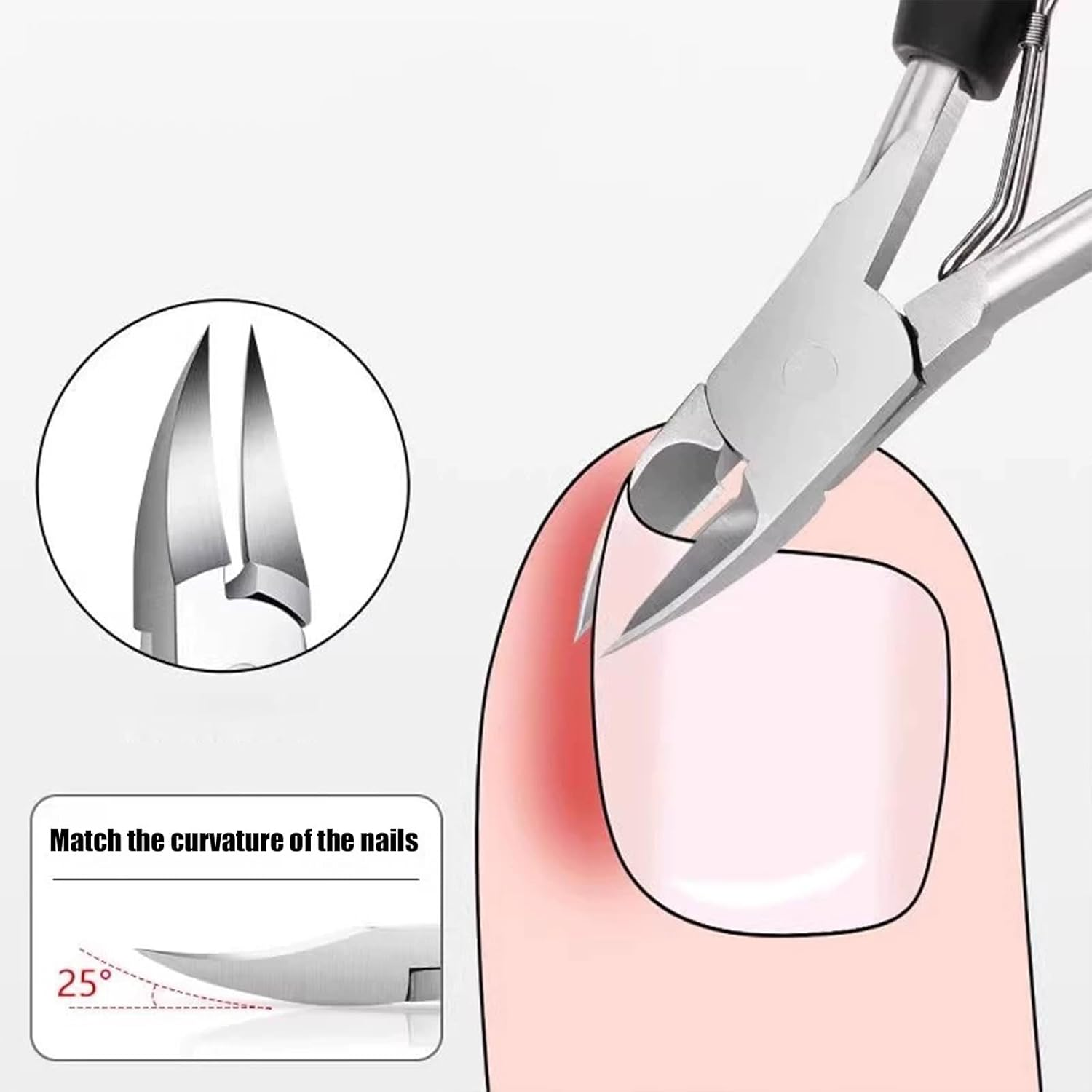 BGENHPON Premium Toenail Clippers for Thick and Ingrown Nails, Heavy Duty Stainless Steel Toenail Clipper with Non-Slip Rubber Handle, Pedicure Tool for Seniors and Adults image number 2