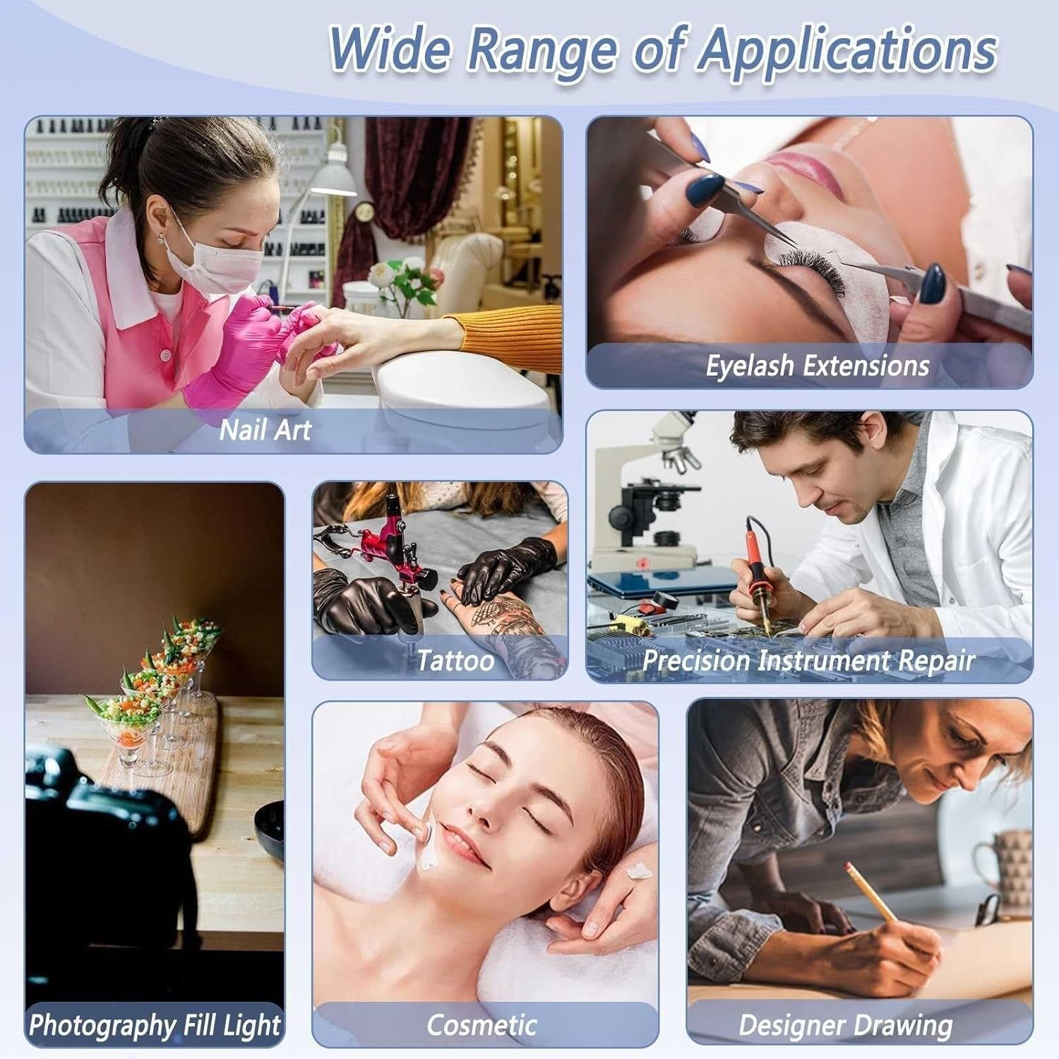 CHUCII Nail Light, Foldable Nail Table Lamp with 3 Color Temperature 3000K-6000K, for Manicure, Lash, Skincare (Pink) image number 2