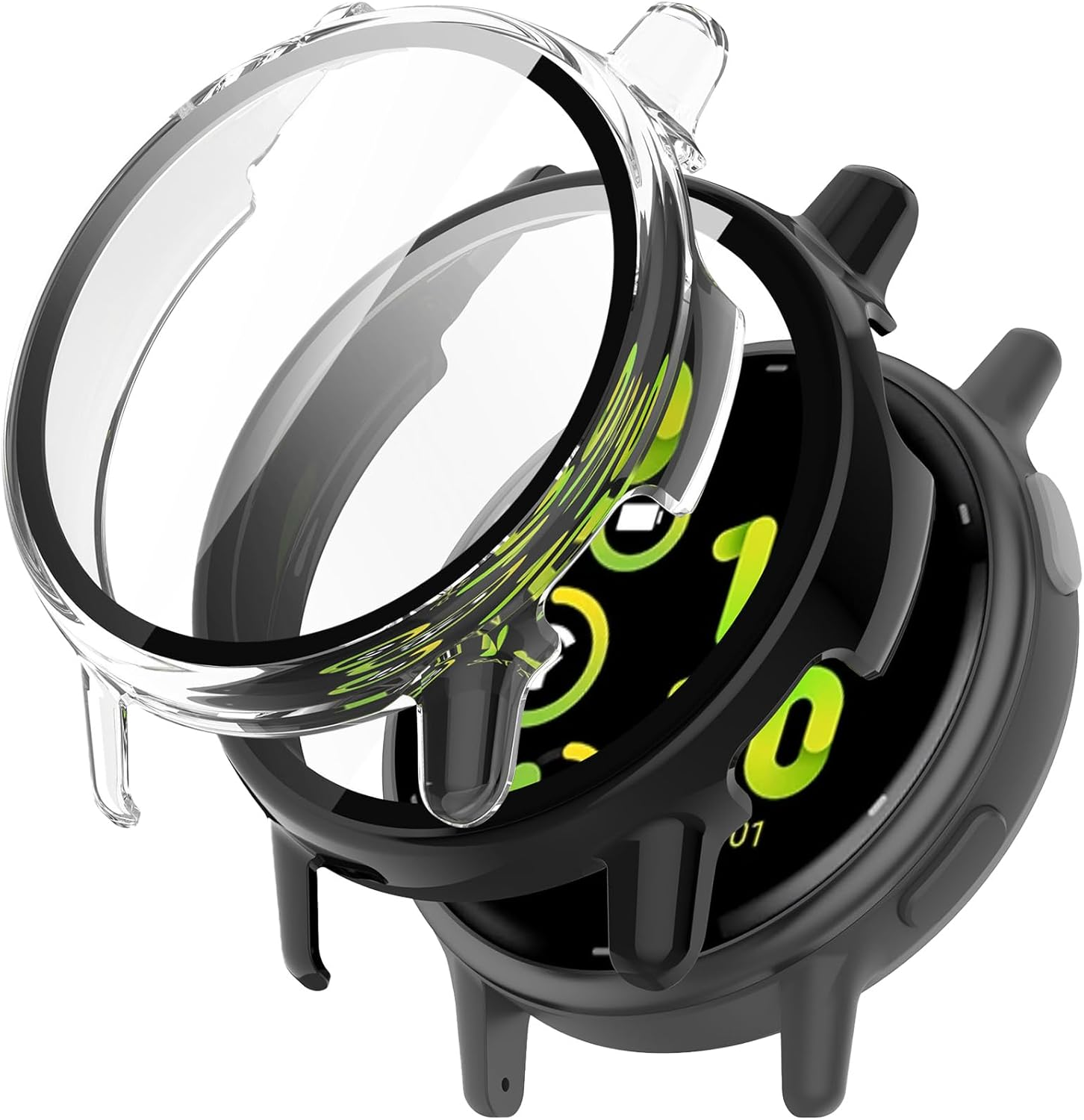 [2 Pack] T Tersely Tempered Glass Screen Protector Case for Garmin Vivoactive 5,Full Cover Hard PC Slim Scratch Resistant Bumper Protective with Tempered Glass Screen Protector for Vivoactive 5 (Black+Black)