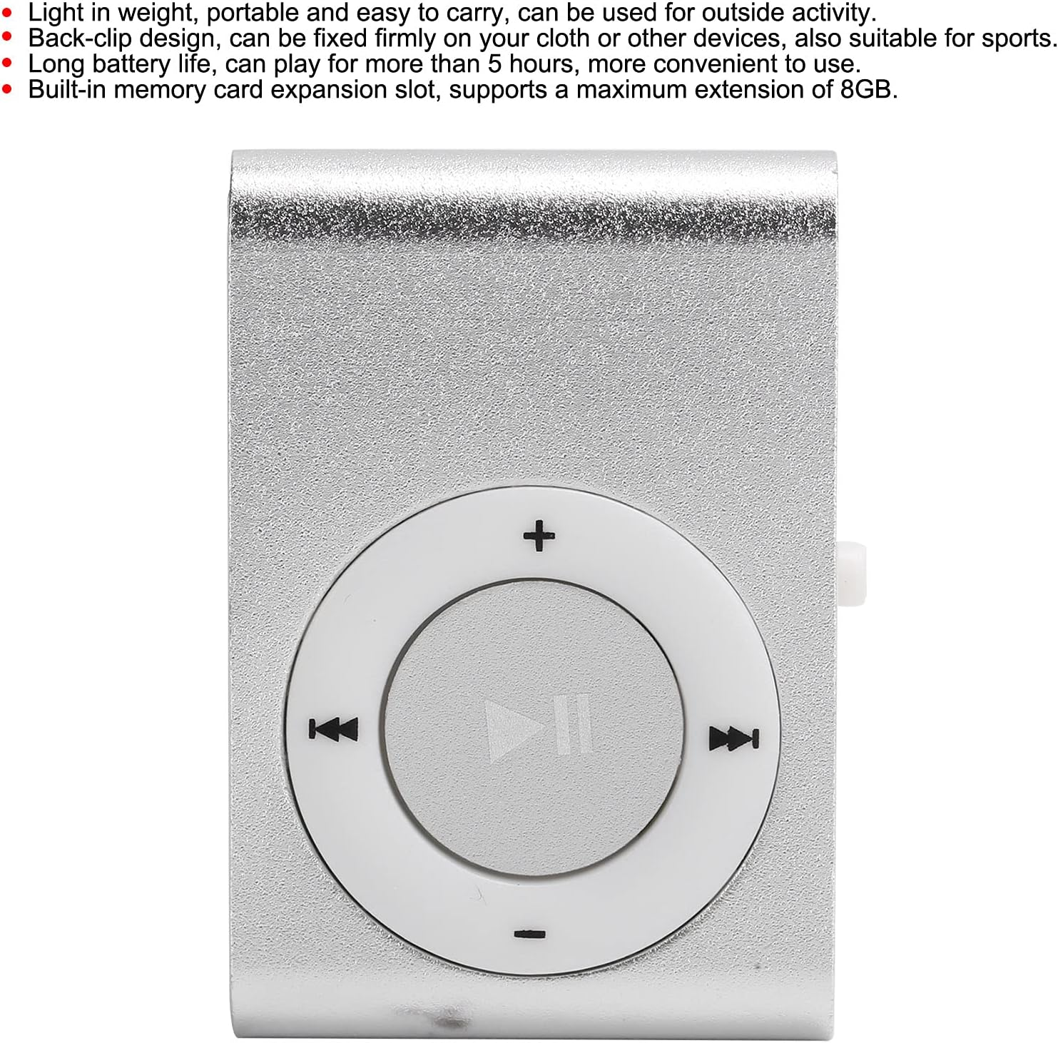 8GB MP3 Player, Portable Digital Music Player with Earphone and USB Cable, Sports Mini MP3 Backclip LCD Mini Screen Music Media Player - Black image number 3