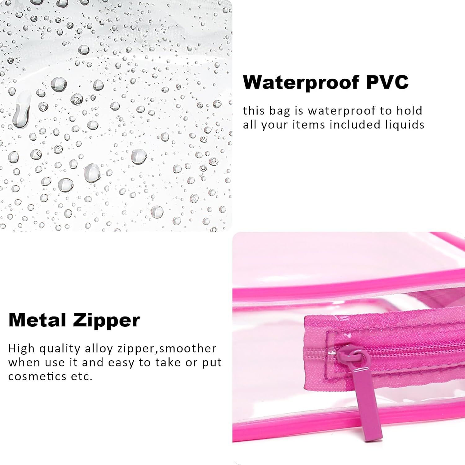 4 Packs Clear Bogg Beach Tote Bag with 4 Insert Hooks Accessories for Bogg Bags Travel Makeup Clean Toiletry Brush Organizer Cosmetic Divider Storage Inner Pouch (Bogg Clear Black, Pack of 8) image number 6