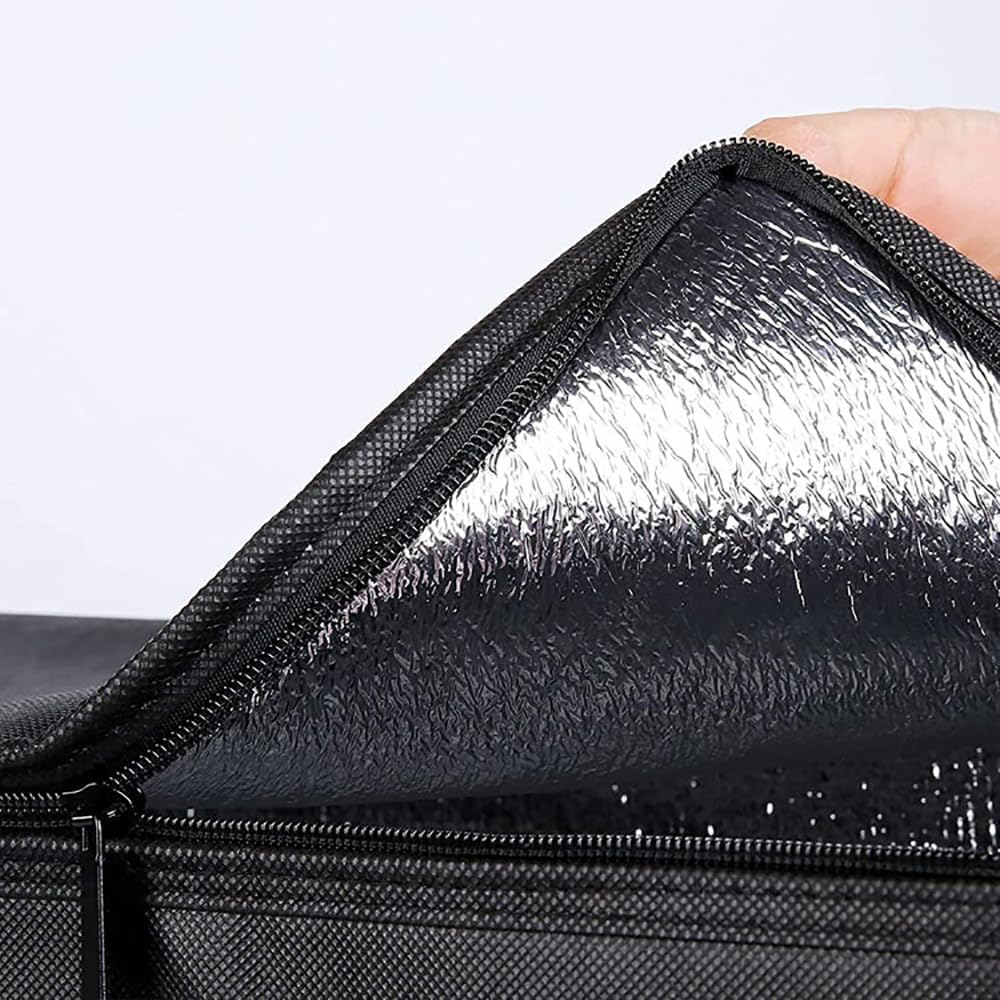 Insulated Cooler Collapsible Bag,Reusable Grocery Shopping Bag with Zipper Closure Keep Food Hot or Cold,Food Delivery Transport Support Plate(20"W X 13"H X 10"D) image number 2