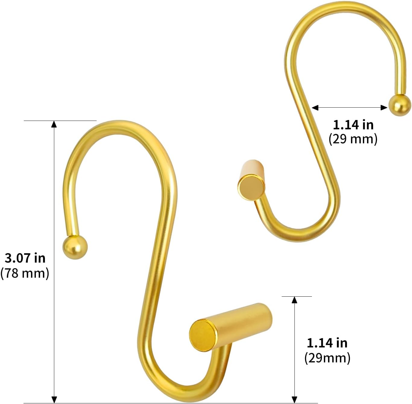 CHICTIE Gold Shower Curtain Hooks Rings, Decorative Rings for Bathroom Rod, Set of 12 Premium Rust-Resistant Metal Hangers T Shaped Design&hellip; image number 2